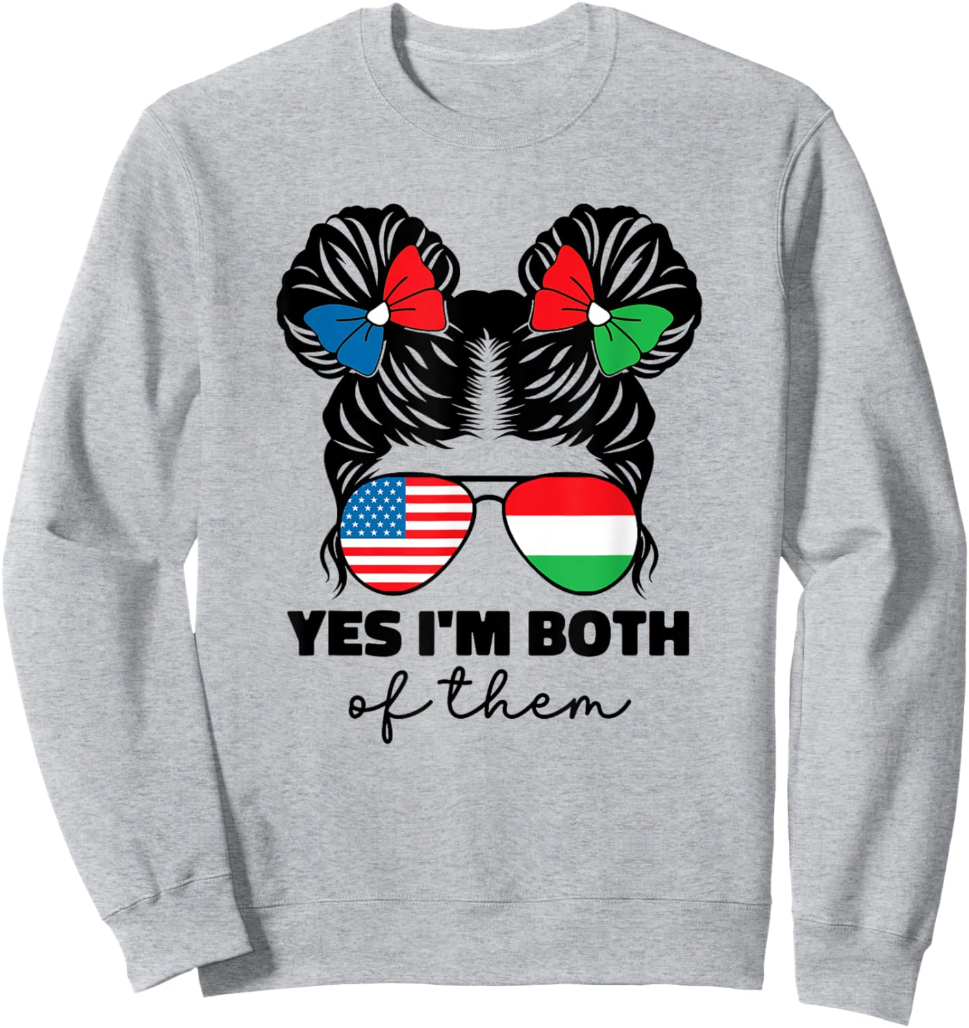 Half Hungarian And American Hungary Flag Magyar Kids Girl Sweatshirt - Sweatshirt | Ash