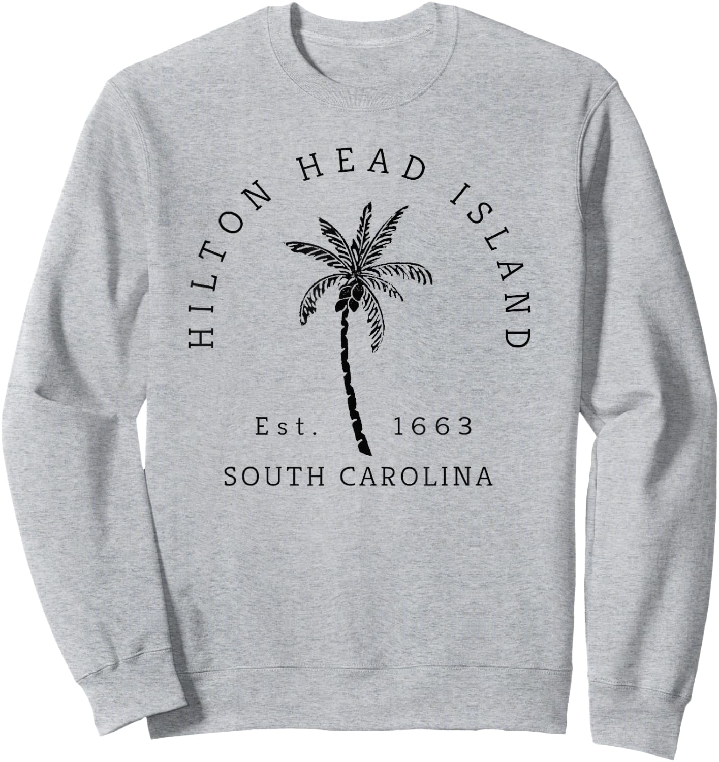 Retro Cool Original Hilton Head Island Palm Tree Novelty Art Sweatshirt - Sweatshirt | Ash