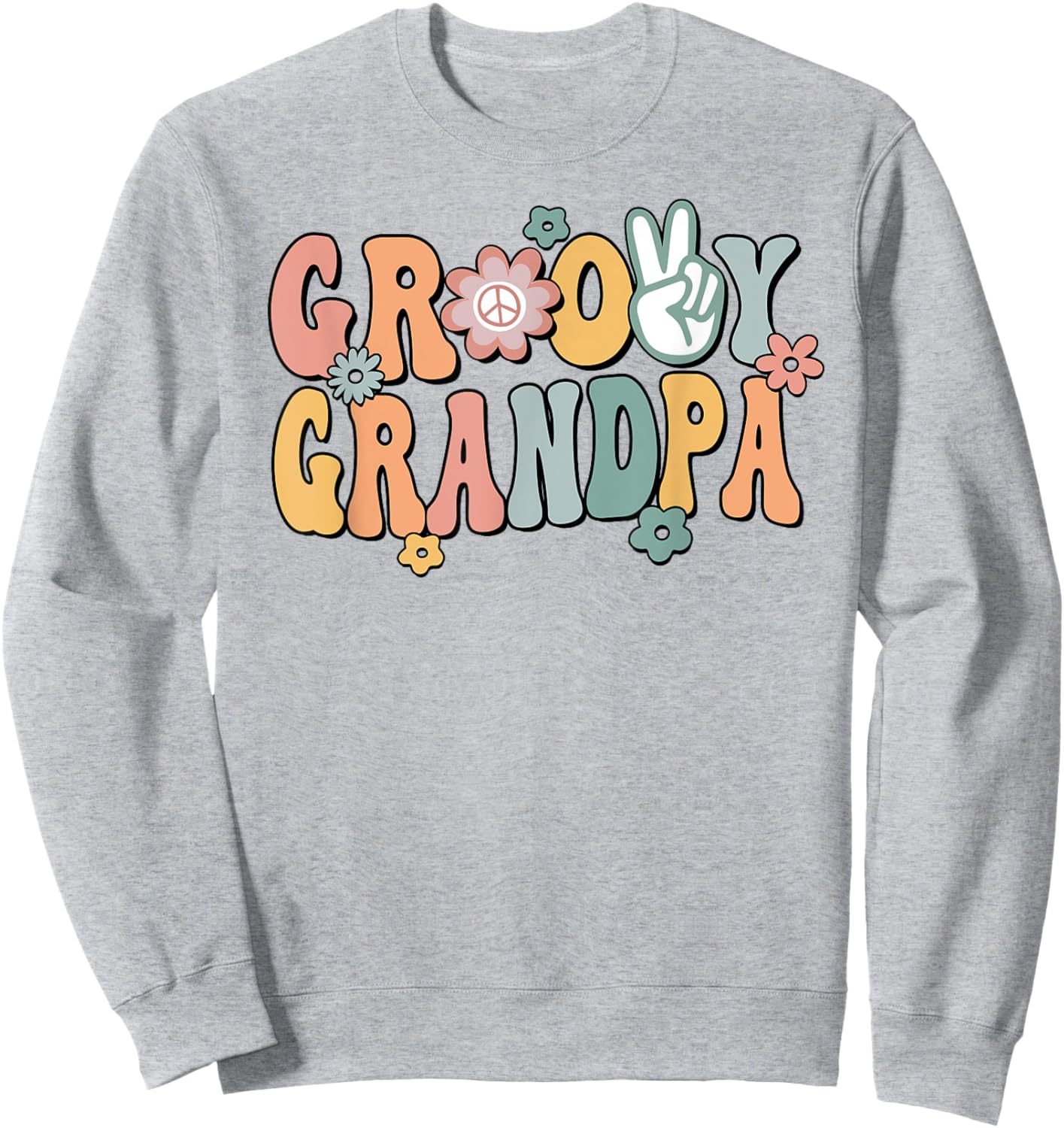 Groovy Grandpa Retro Opa Matching Family 1st Birthday Party Sweatshirt - Sweatshirt | Ash