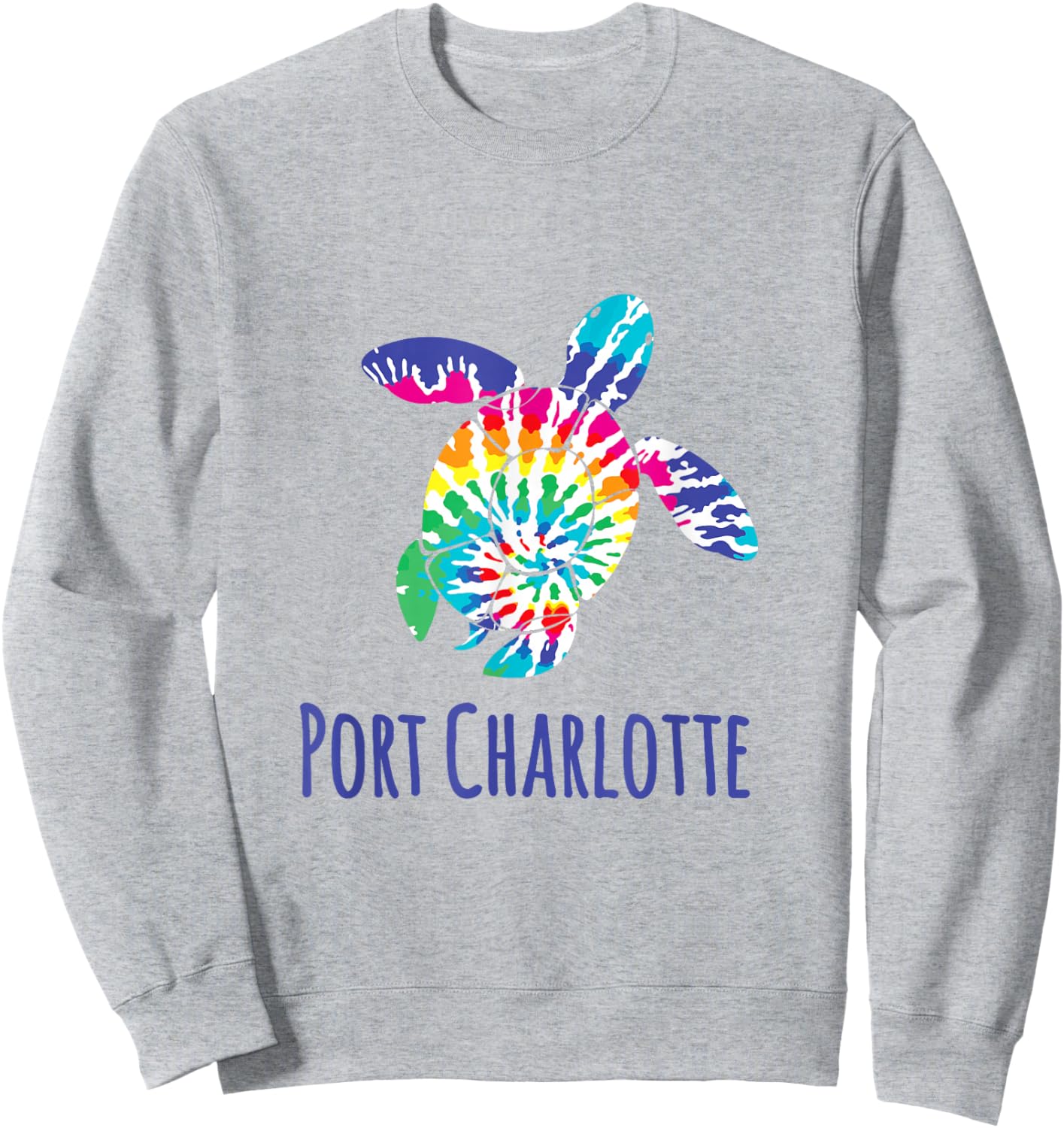 Port Charlotte Beach Florida Tie Dye Batik Loggerhead Turtle Sweatshirt - Sweatshirt | Ash