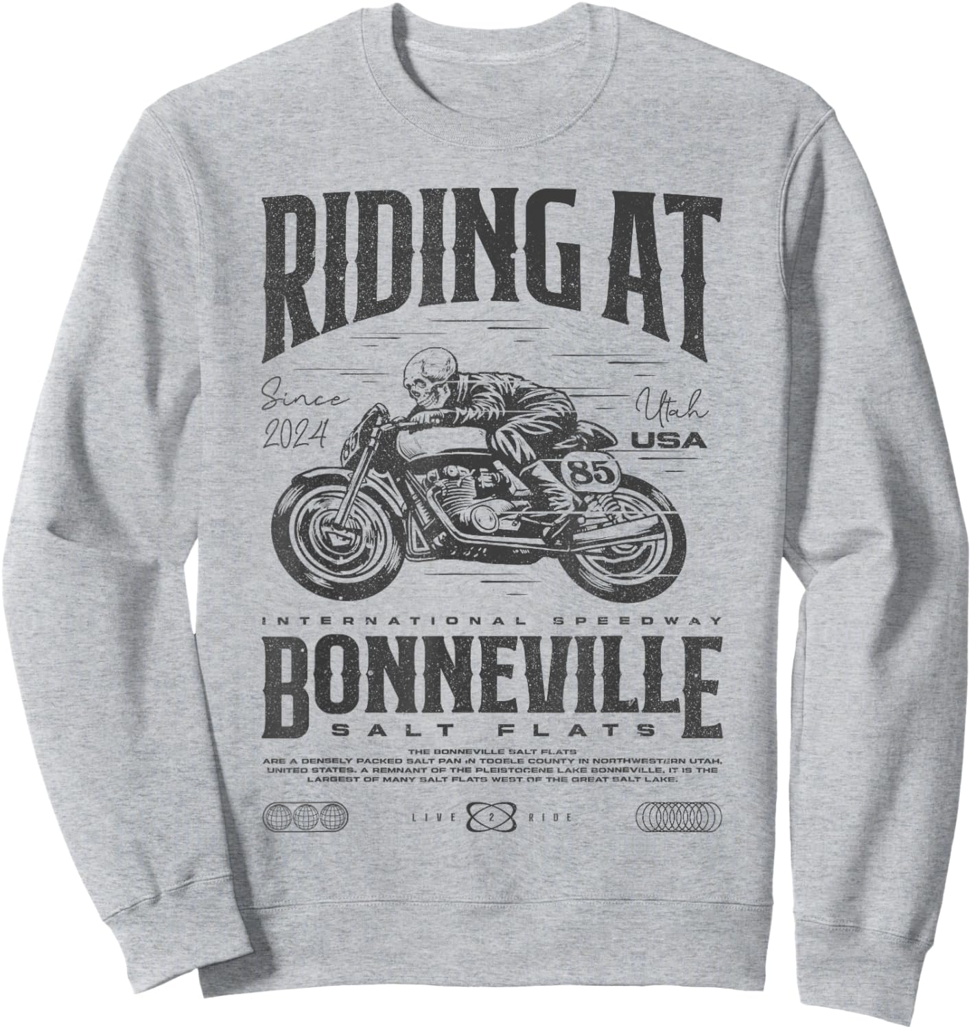 Bonneville Salt Flats Motorcycle Birthday 2024 Biker Sweatshirt - Sweatshirt | Ash