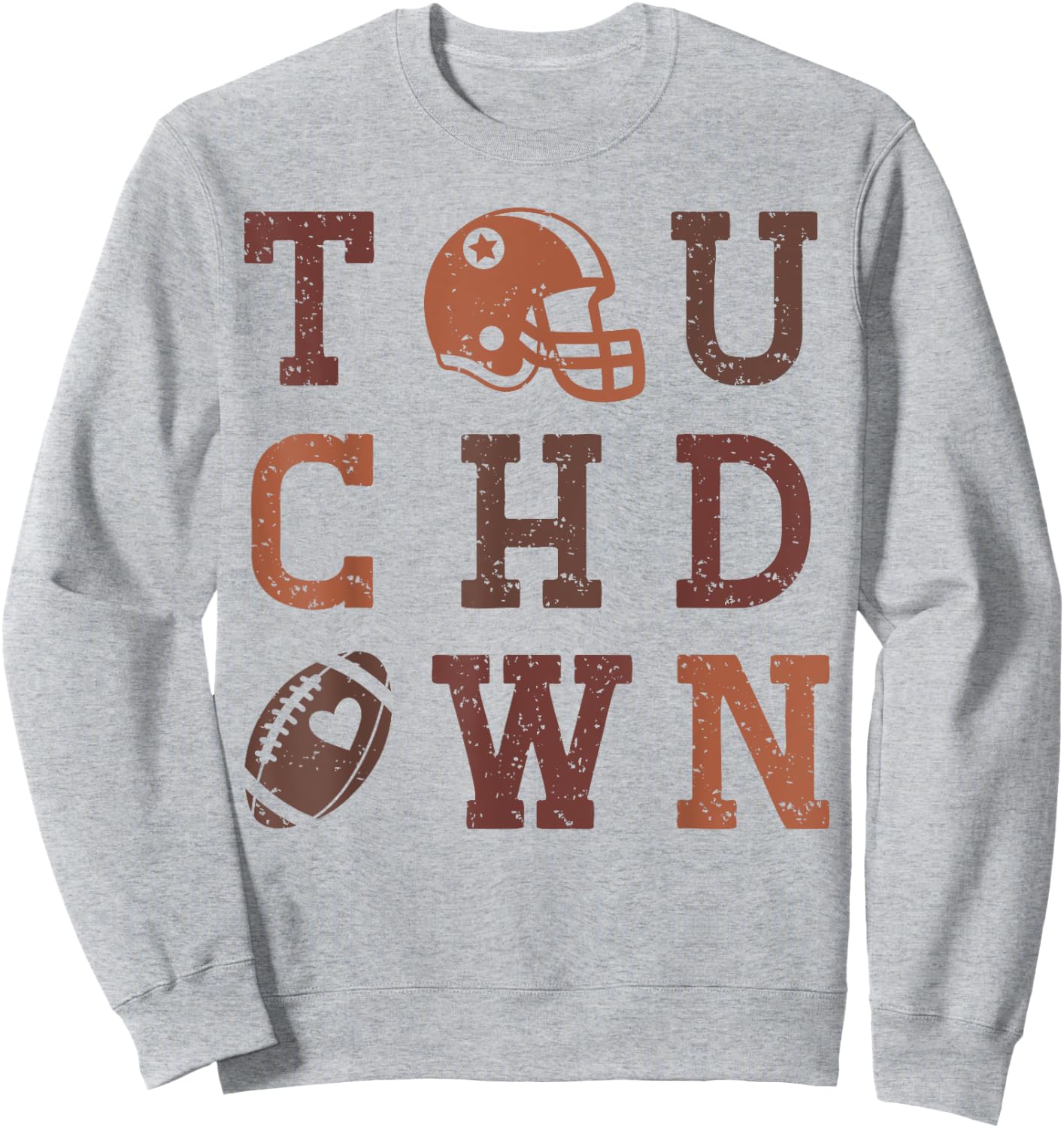 Football American Touchdown Distressed Vintage Fans Sweatshirt - Sweatshirt | Ash
