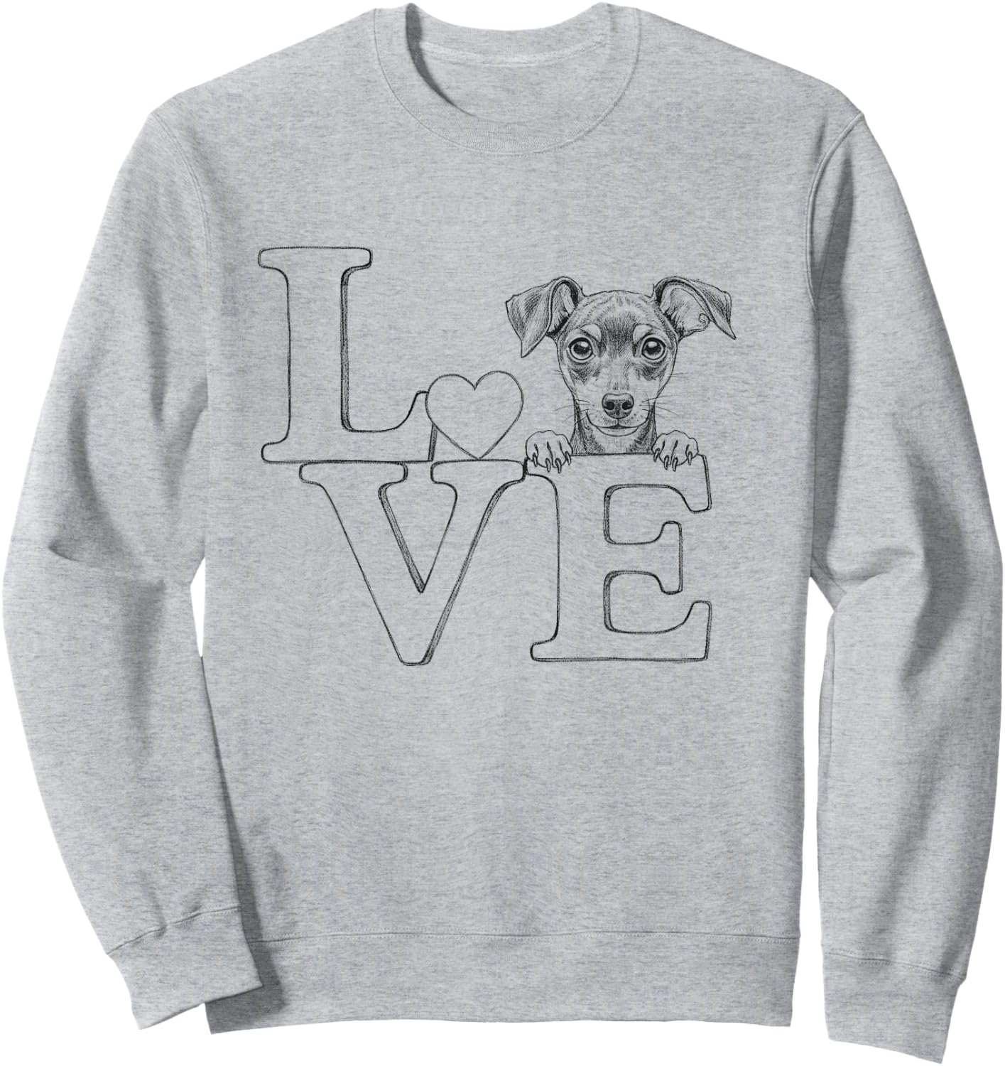 Miniature Pinscher Min Pin Love Art For Dog Owner Sweatshirt - Sweatshirt | Ash
