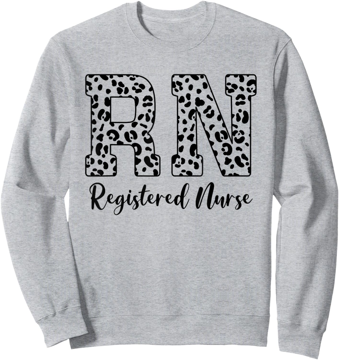 Women Registered Nurse - RN Nursing Leopard Print Nurse Day Sweatshirt - Sweatshirt | Ash