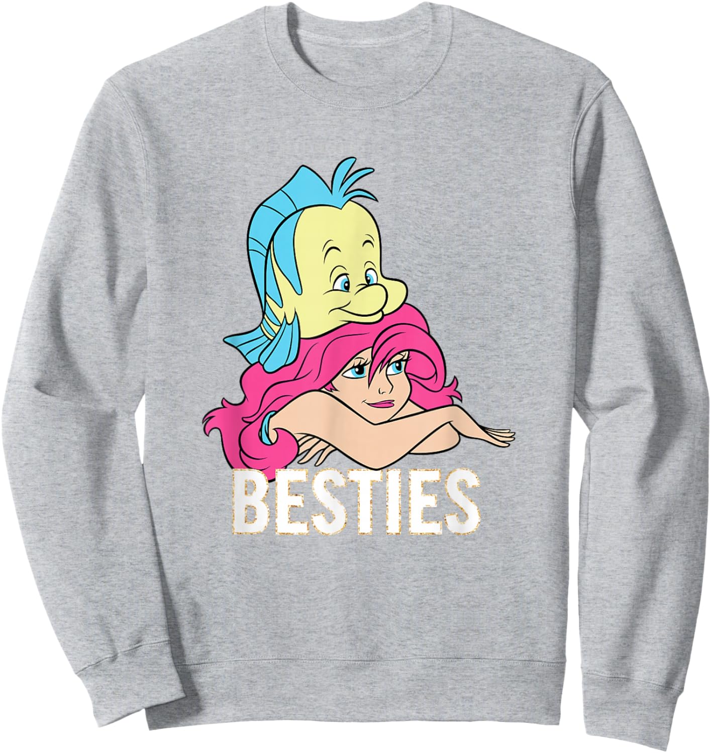 Disney The Little Mermaid Ariel And Flounder Besties Retro Sweatshirt - Sweatshirt | Ash