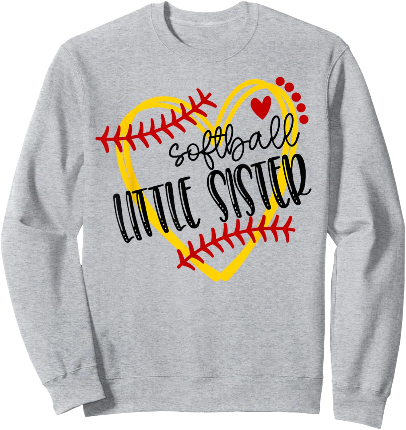 Personalized Softball Heart Cute Little Sister Women Sweatshirt - Sweatshirt | Ash