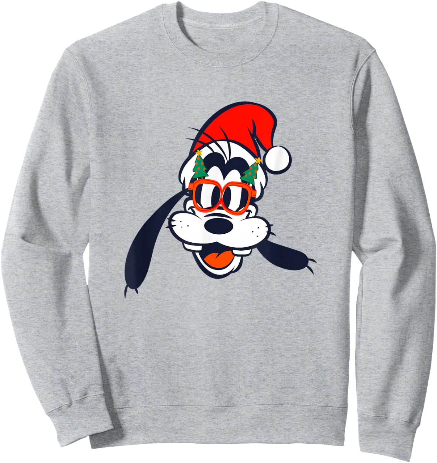Disney Mickey and Friends Christmas Goofy Santa Claus Face Sweatshirt - Sweatshirt | Ash