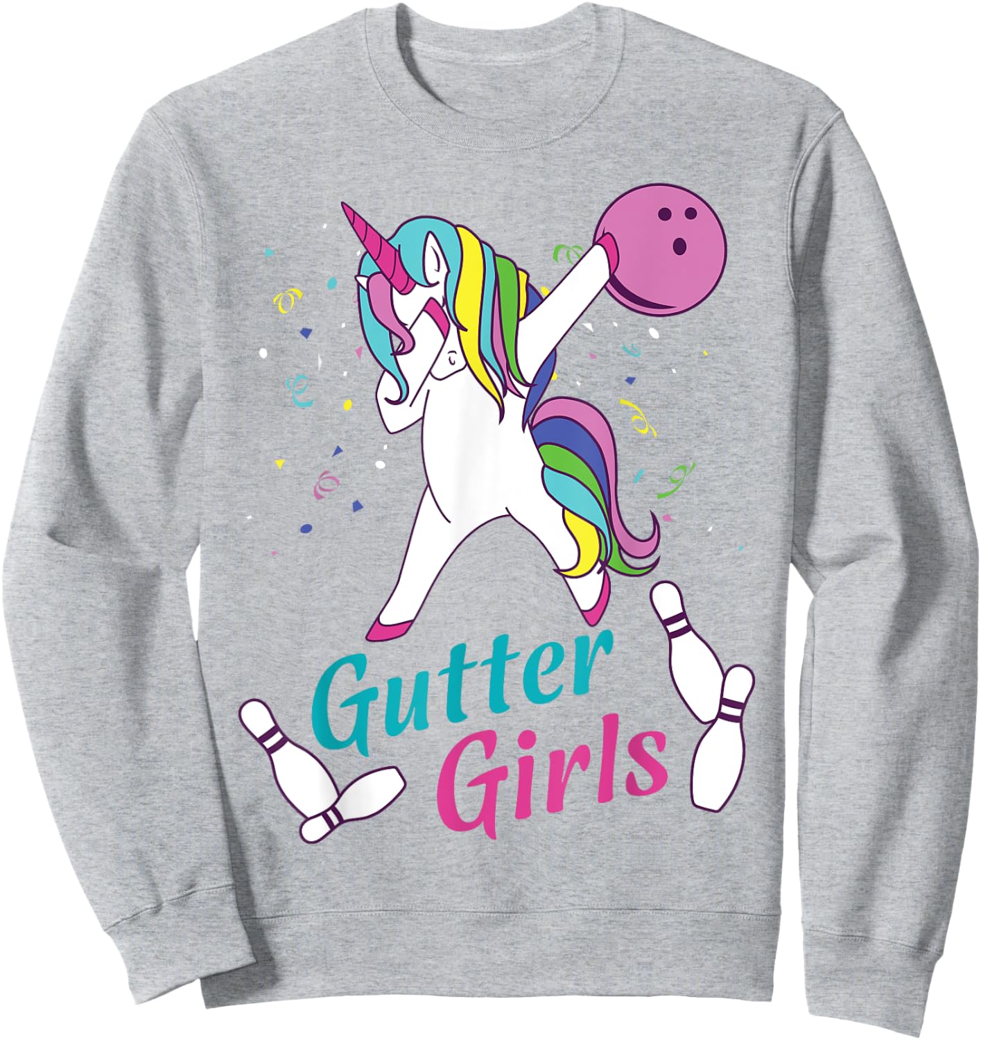Gutter Girls Unicorn Bowling Team Shirt Sweatshirt - Sweatshirt | Ash