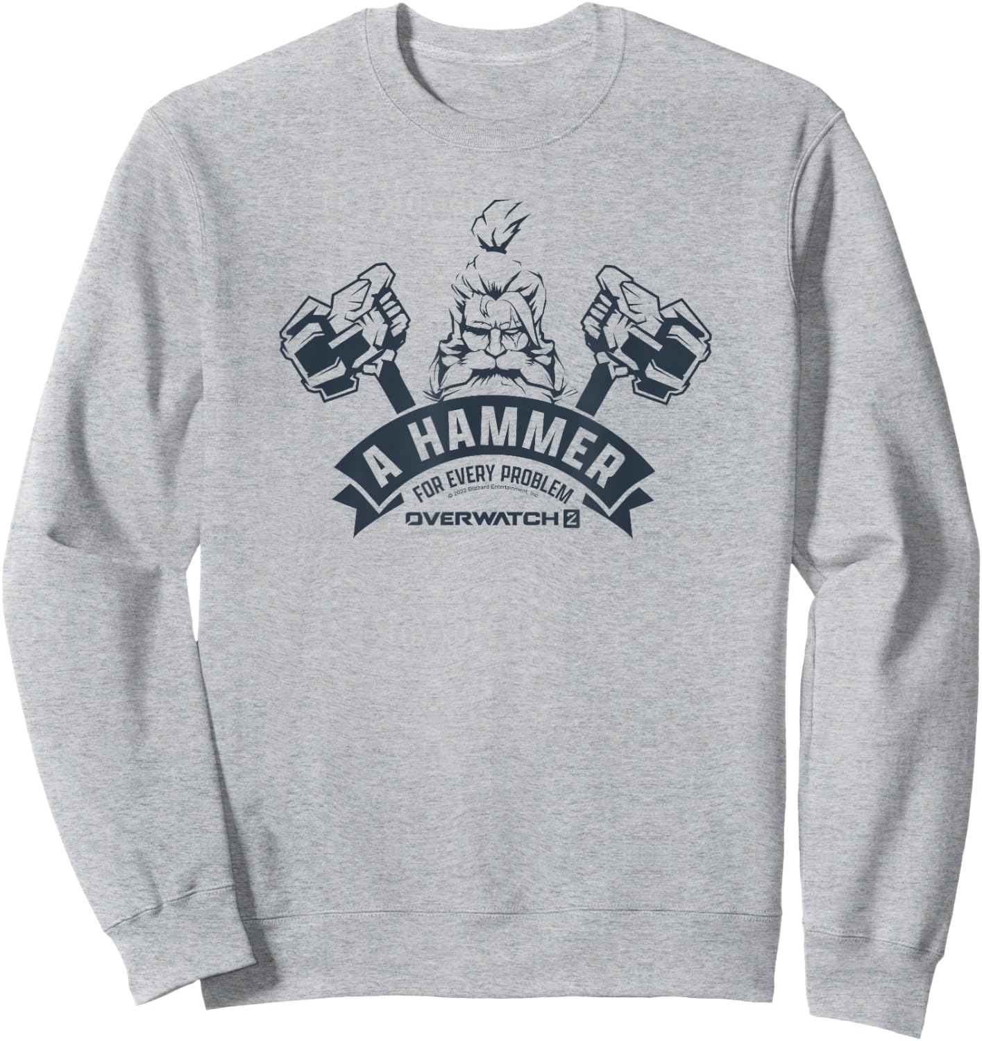 Overwatch 2 Reinhardt A Hammer for Every Problem Logo Sweatshirt - Sweatshirt | Ash