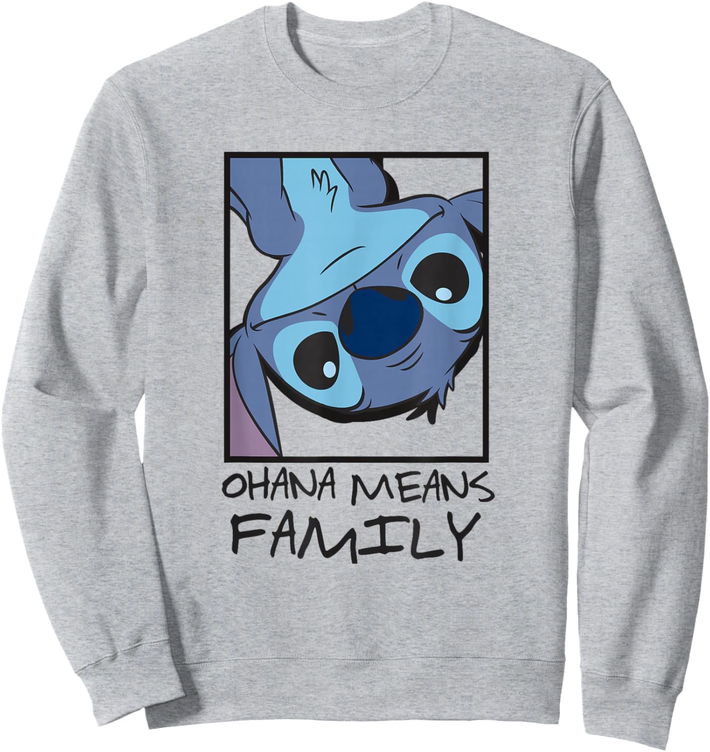 Disney Lilo & Stitch Ohana Means Family Stitch Panel Box Sweatshirt - Sweatshirt | Ash