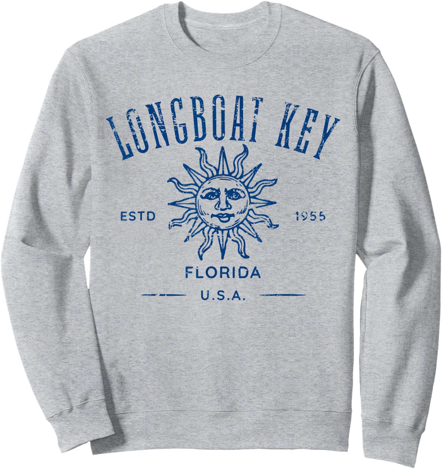 Longboat Key Florida Vintage Distressed Design Souvenir Sweatshirt - Sweatshirt | Ash