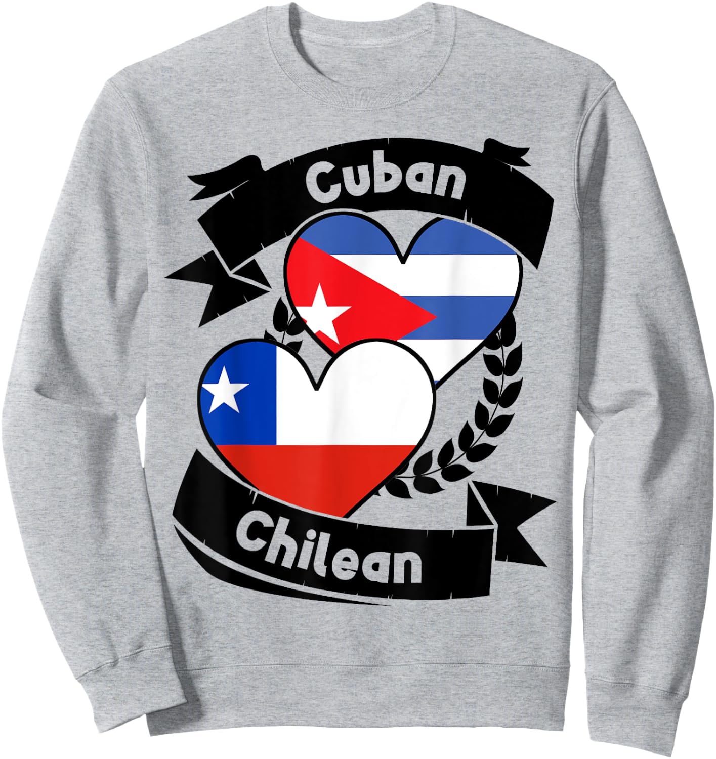 Cuban Chilean Heart Flags Cuba Chile Sweatshirt - Sweatshirt | Ash