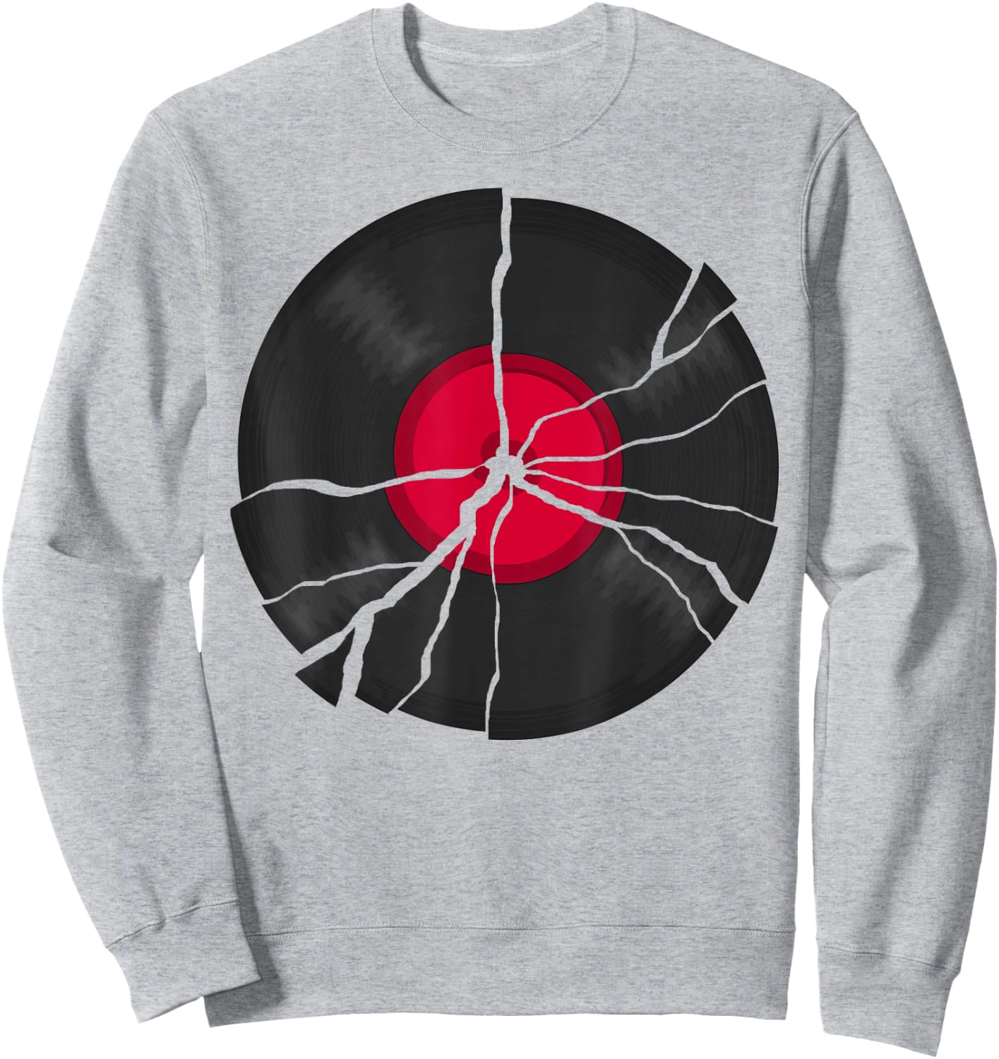 Broken Retro Vinyl Lp Music Record Sweatshirt - Sweatshirt | Ash