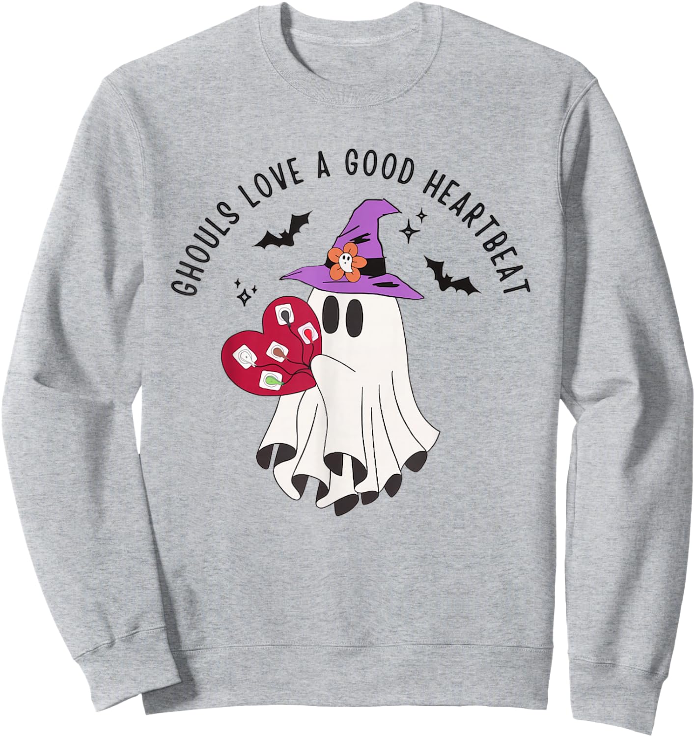 Cardiologist Halloween Cardiology Nurse Telemetry Nurse Ekg Sweatshirt - Sweatshirt | Ash