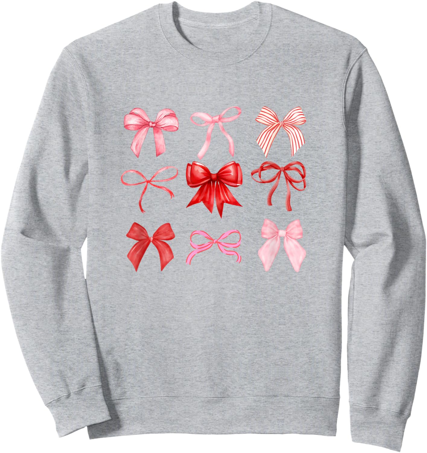 Coquette Aesthetic Red and Pink Bow Valentines Sweatshirt - Sweatshirt | Ash