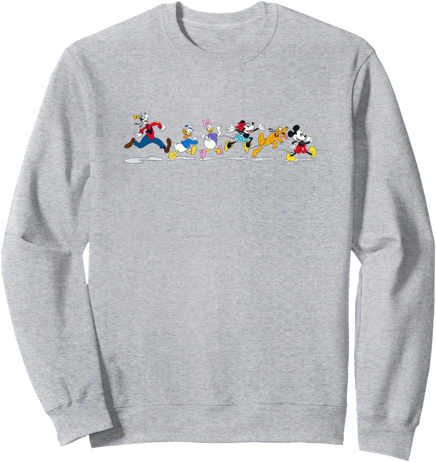 Disney Mickey And Friends Group Walk Line Up Banner Portrait Sweatshirt - Sweatshirt | Ash