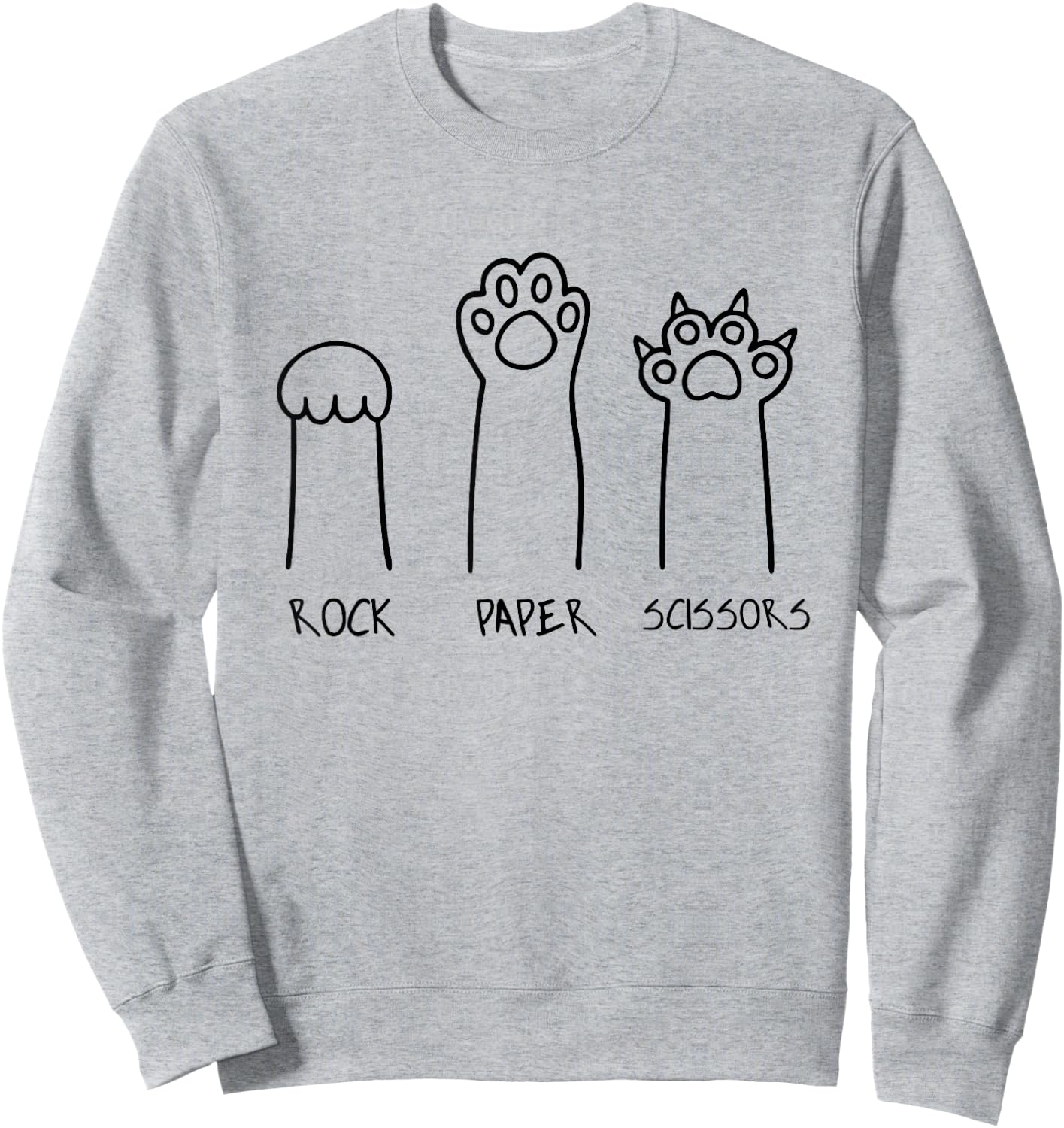 Rock Paper Scissors Hand Game Cute Paw Funny Cat Introvert Sweatshirt - Sweatshirt | Ash