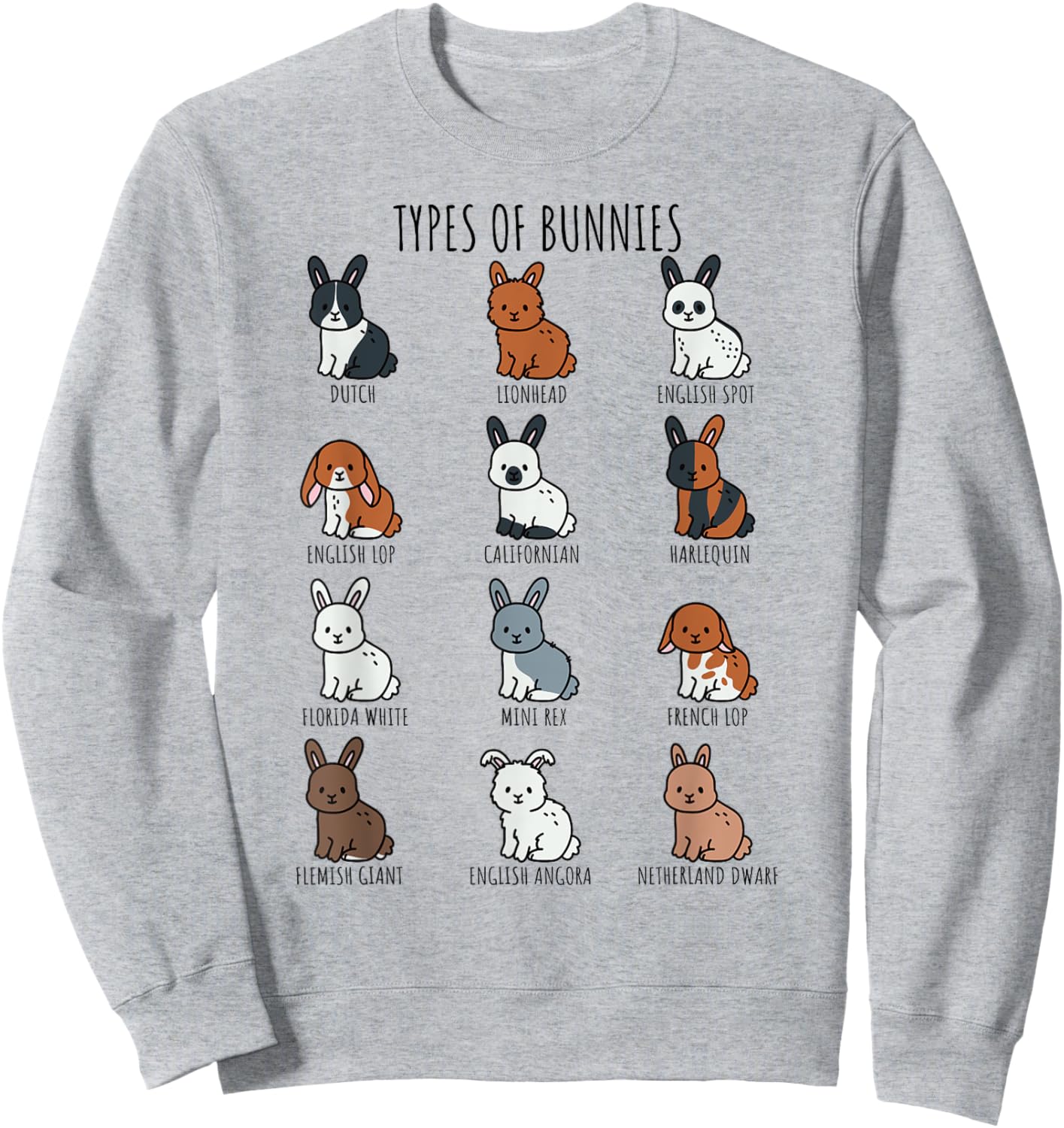 Cute Types of Bunnies Rabbits Breeds Flemish Giant Lionhead Sweatshirt - Sweatshirt | Ash