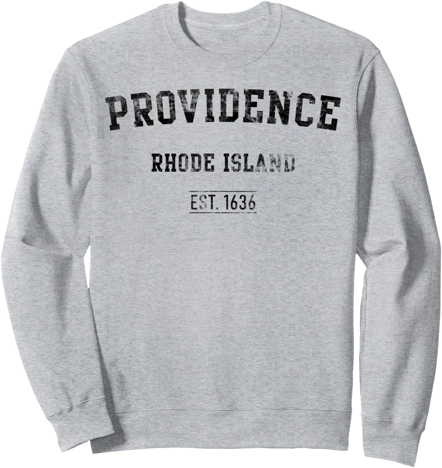 Providence Rhode Island Distressed Text Sport Style Sweatshirt - Sweatshirt | Ash