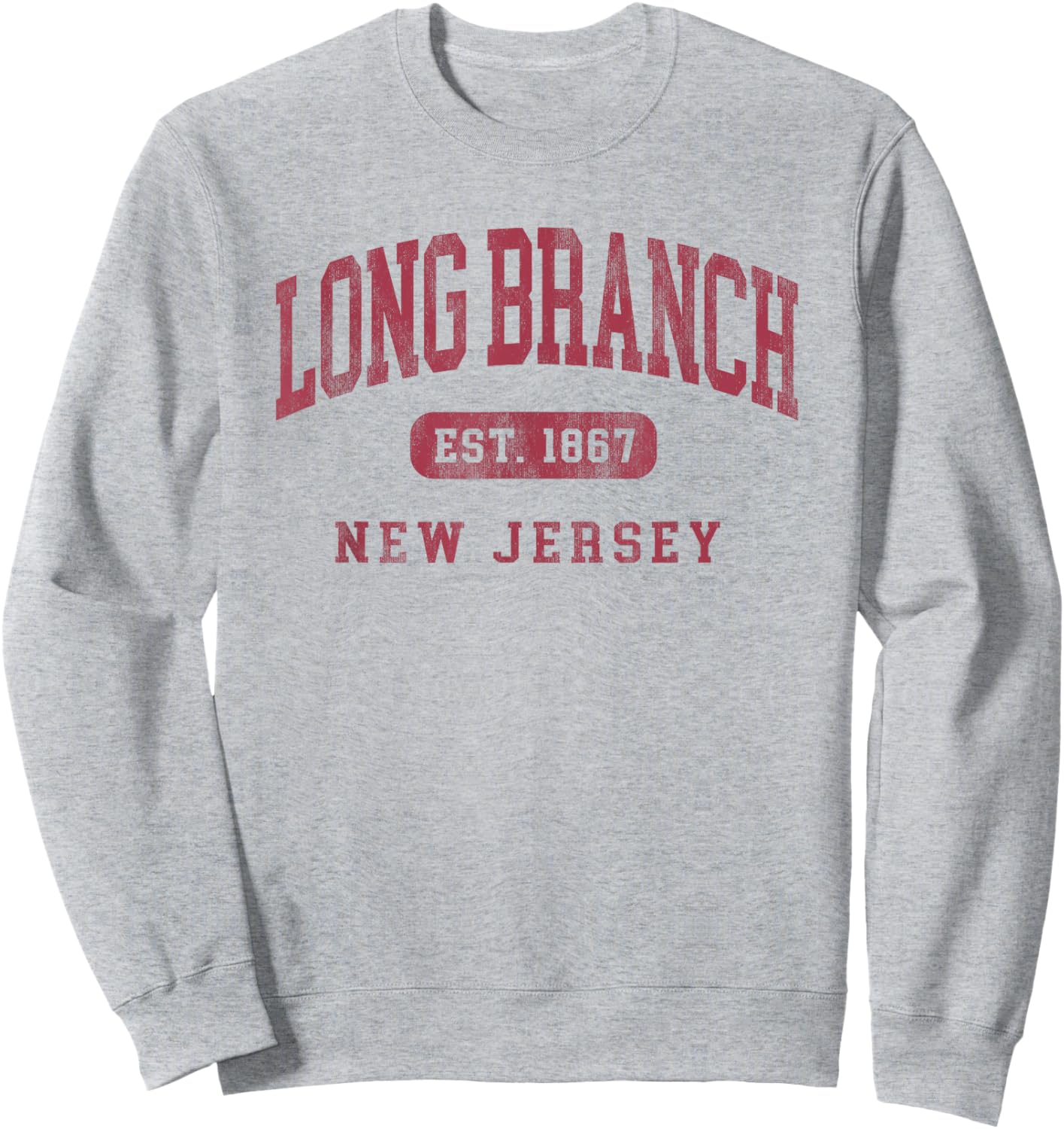 Long Branch New Jersey Vintage Established Beach Souvenir Sweatshirt - Sweatshirt | Ash