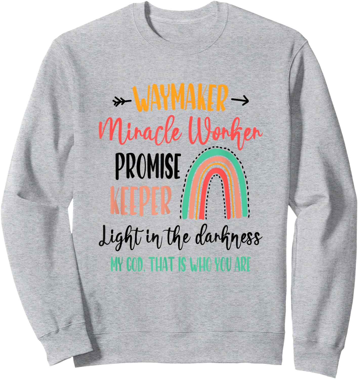 Waymaker Promise Keeper Miracle Worker Christian Kids Sweatshirt - Sweatshirt | Ash