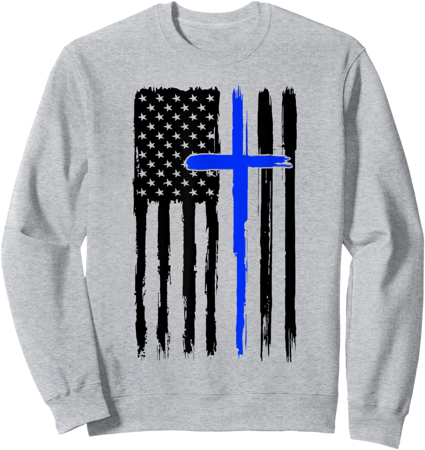 Thin Blue Crossed Line Jesus Christian Police Officer Cop Sweatshirt - Sweatshirt | Ash