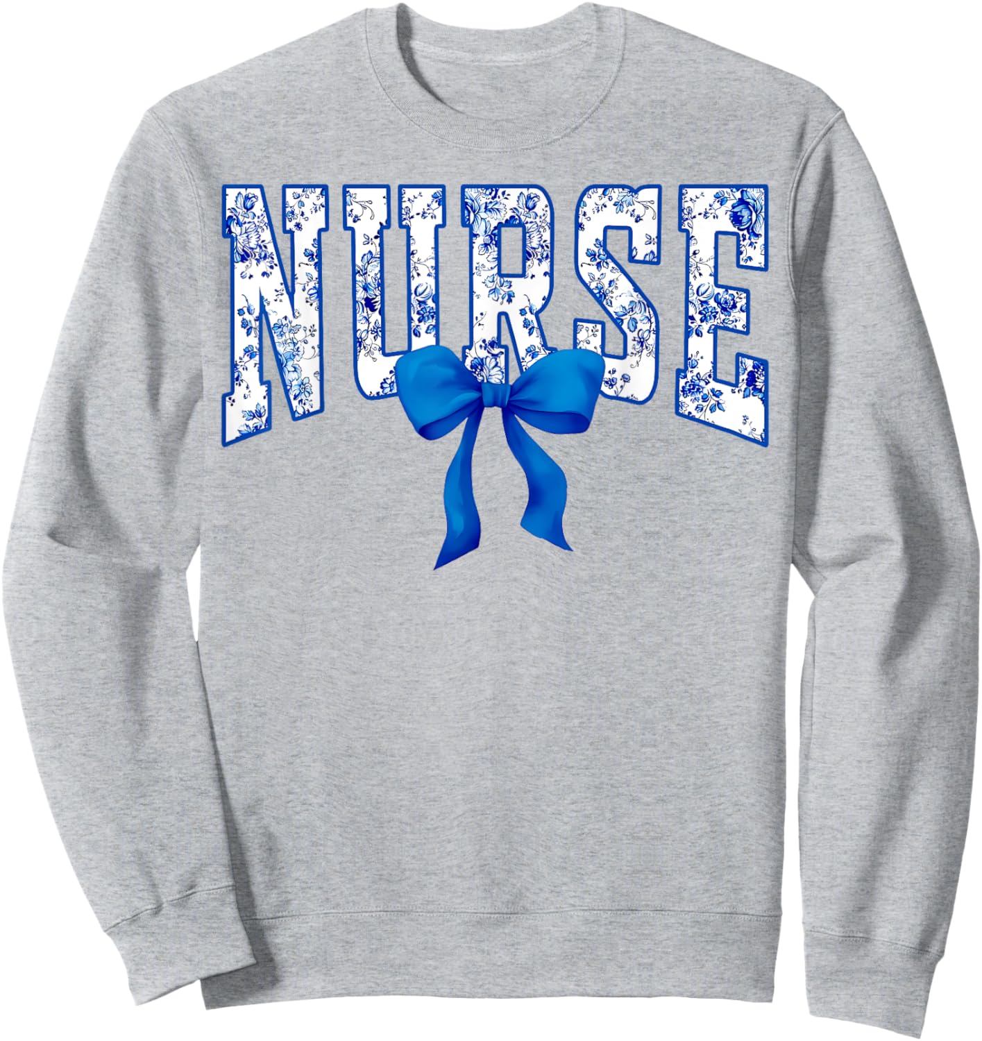 Toile De Jouy Nurse Coquette Bow Nurse Floral Sweatshirt - Sweatshirt | Ash
