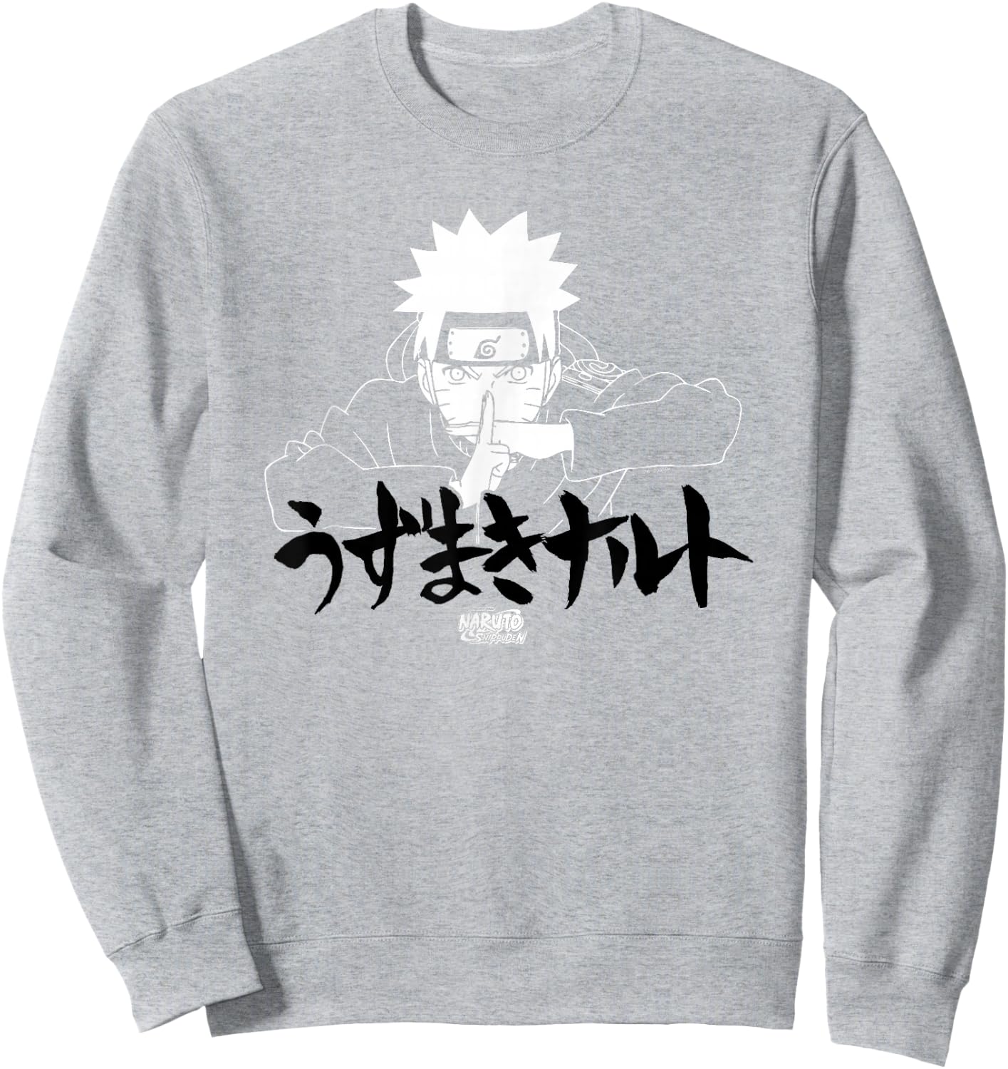 Naruto Shippuden Linear Naruto Jutsu with Kanji Anime Sweatshirt - Sweatshirt | Ash