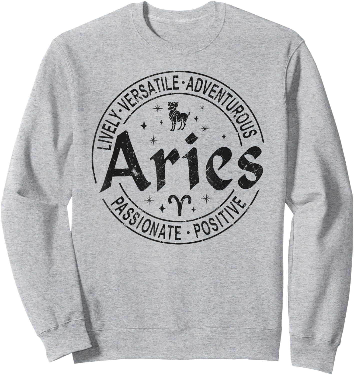 Aries Virtues Vintage Style Zodiac Design, Aries Sweatshirt - Sweatshirt | Ash