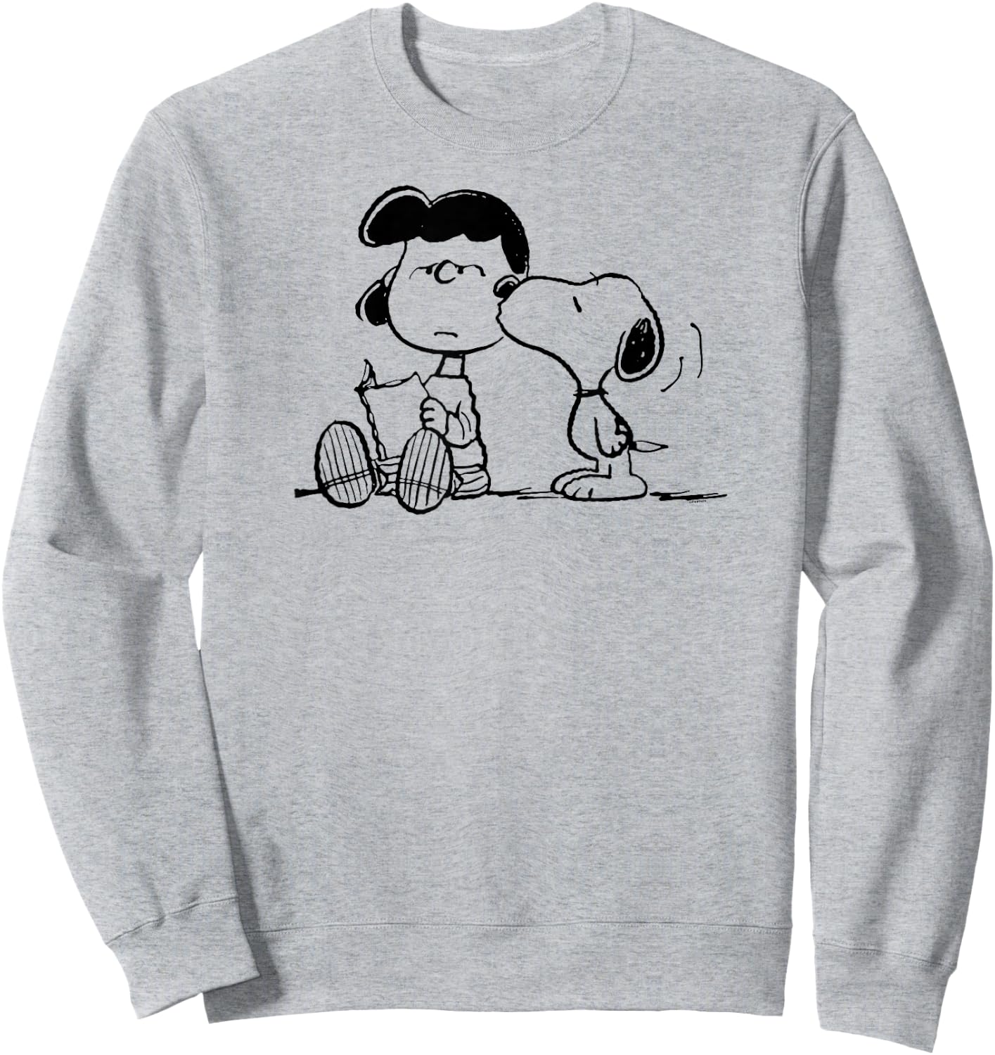 Peanuts - Snoopy Kissing Lucy Reading A Book Sweatshirt - Sweatshirt | Ash