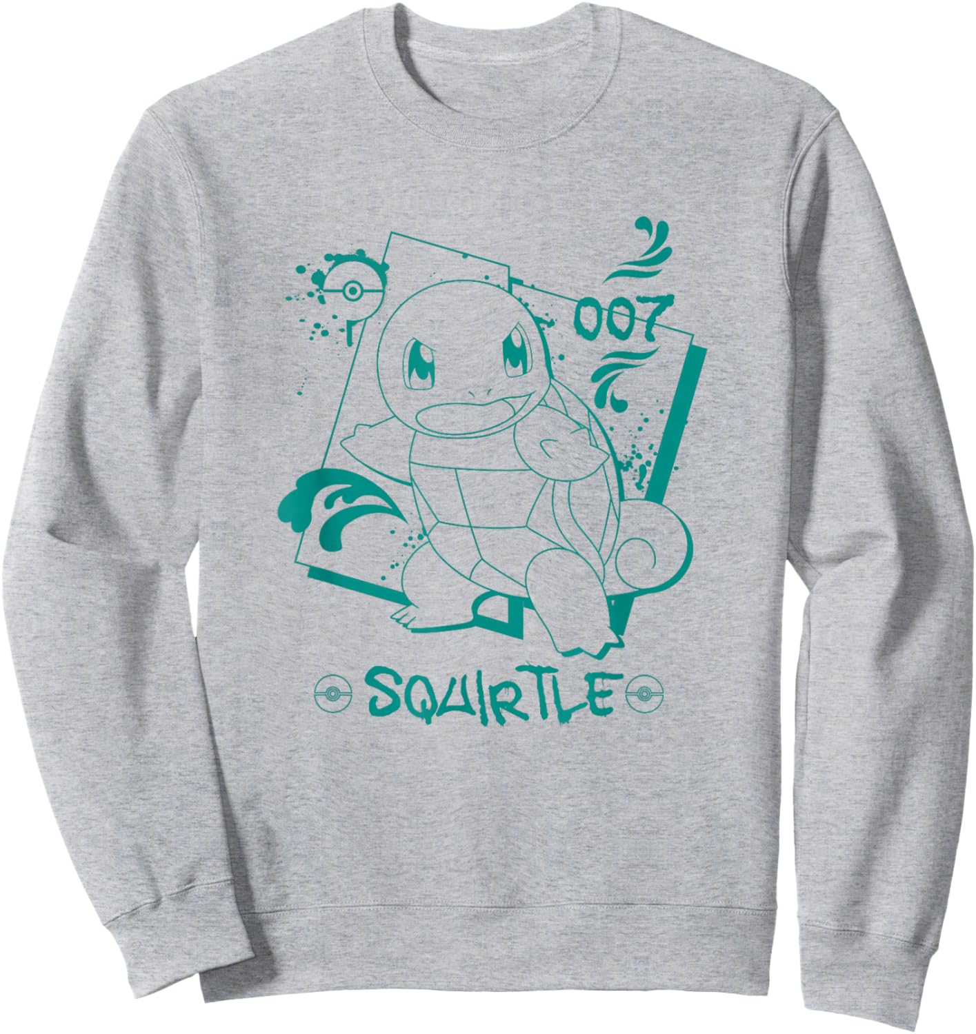 Pokémon Squirtle 007 Graffiti Paint Drip Sketch Portrait Sweatshirt - Sweatshirt | Ash