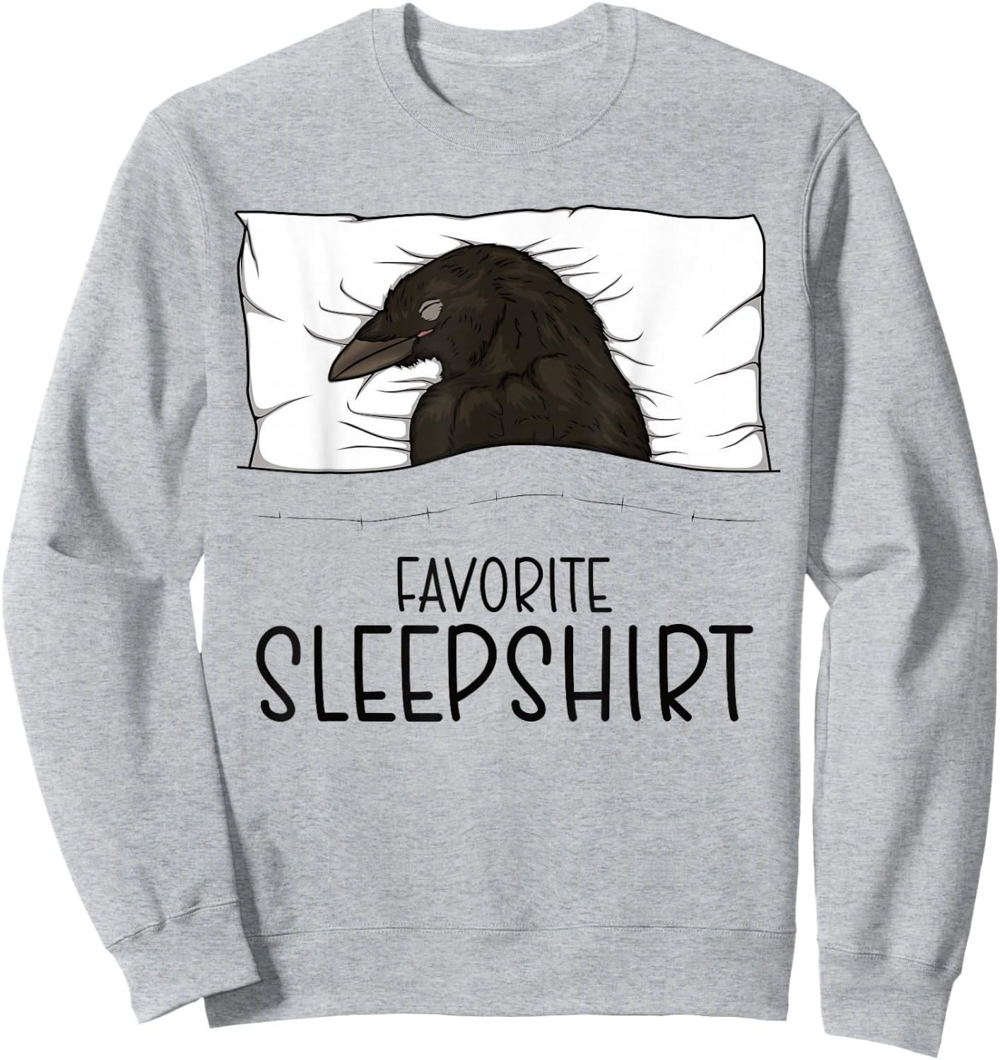 Favorite Sleepshirt Crow, Napping Raven Pajama Sweatshirt - Sweatshirt | Ash