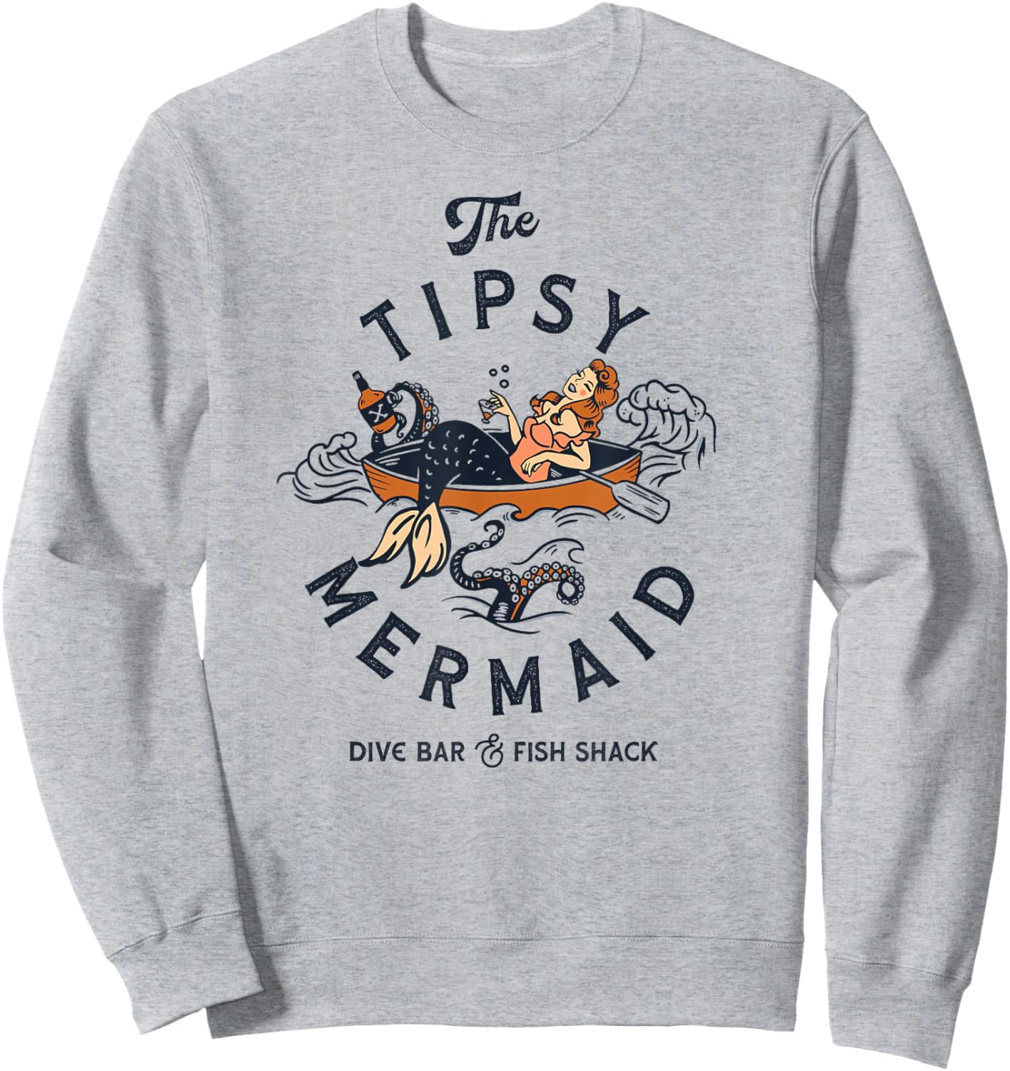 Tipsy Mermaid Dive Bar : Cute Retro Pinup Shirt Sweatshirt - Sweatshirt | Ash