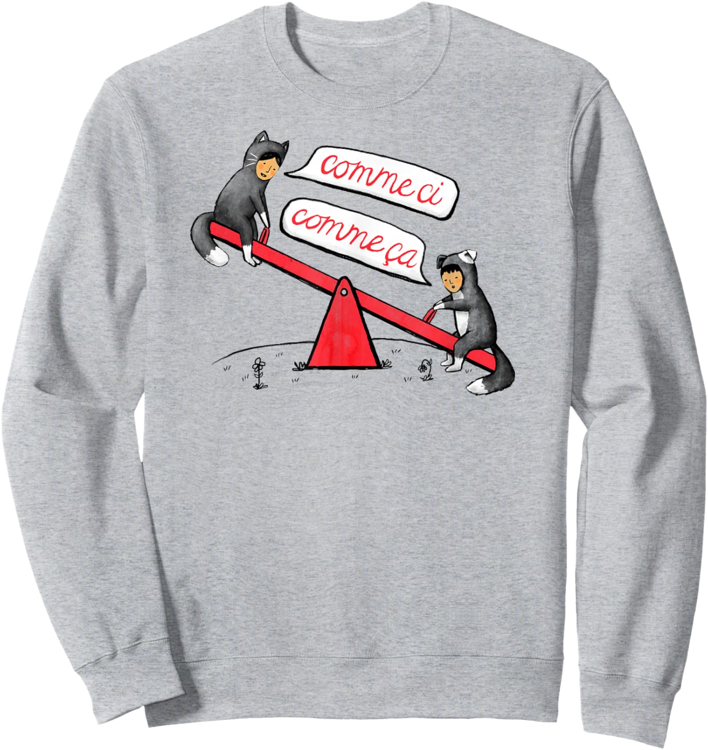 Threadless Midnightcoffee Seesaw Life Graphic Sweatshirt - Sweatshirt | Ash