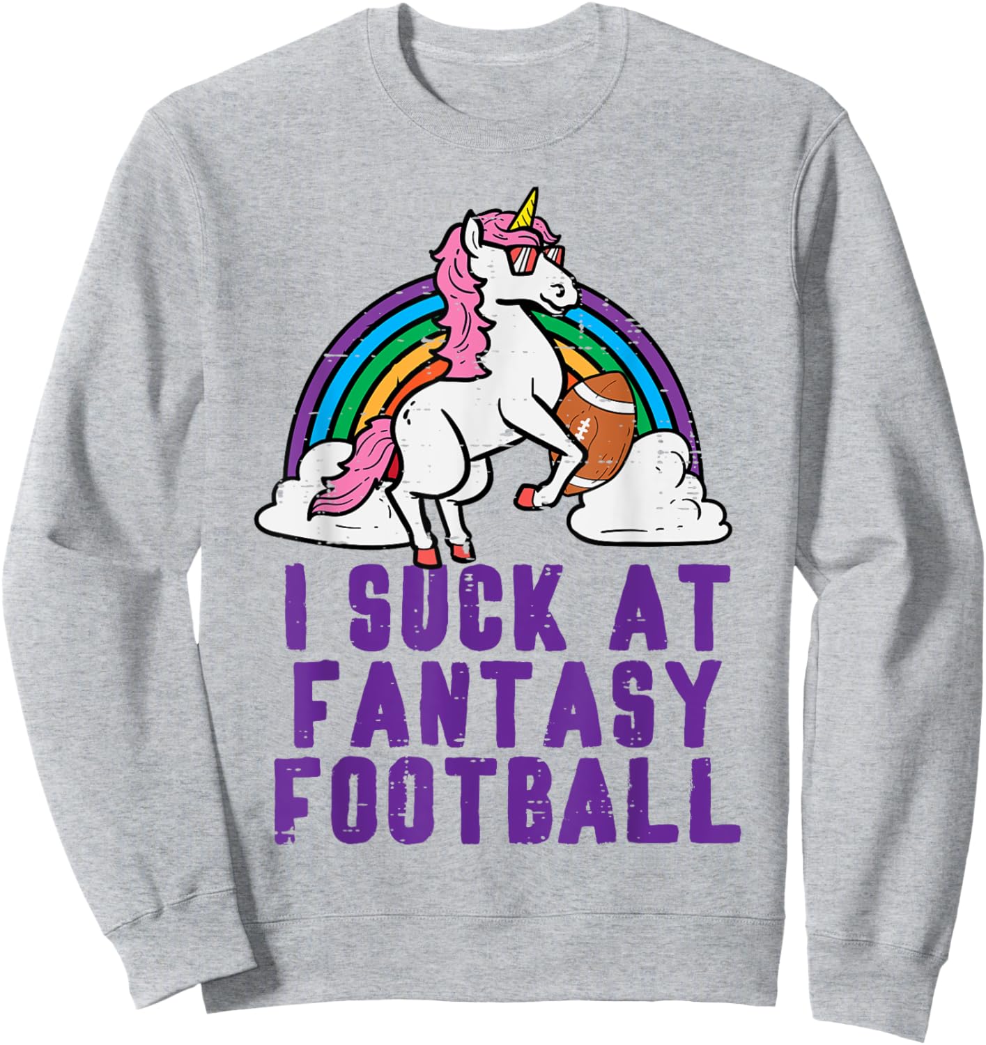 Funny Pink Fantasy Football Loser Shirt Unicorn Men Sweatshirt - Sweatshirt | Ash