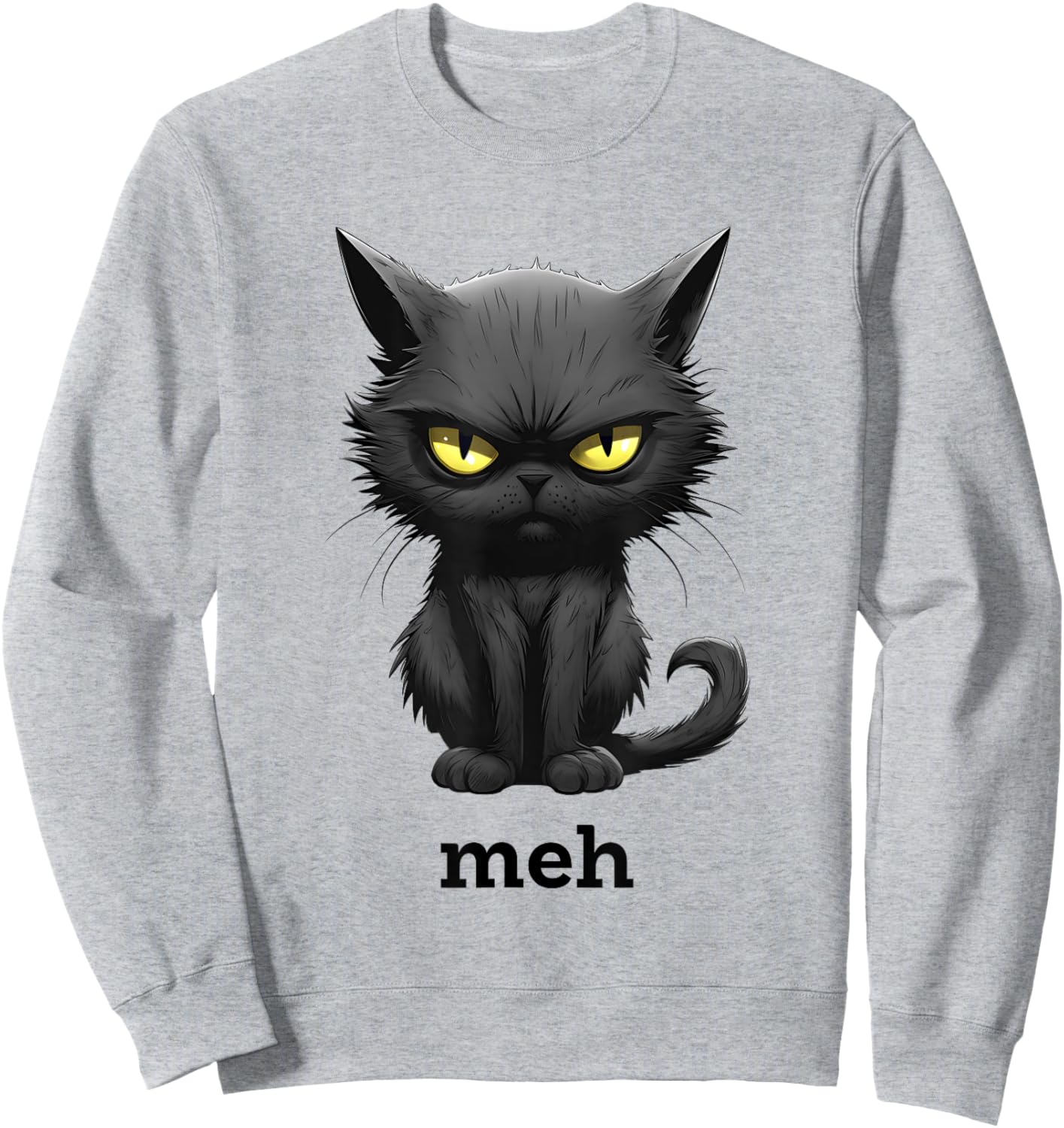 Funny Meh Cat for Cat Lovers Sweatshirt - Sweatshirt | Ash
