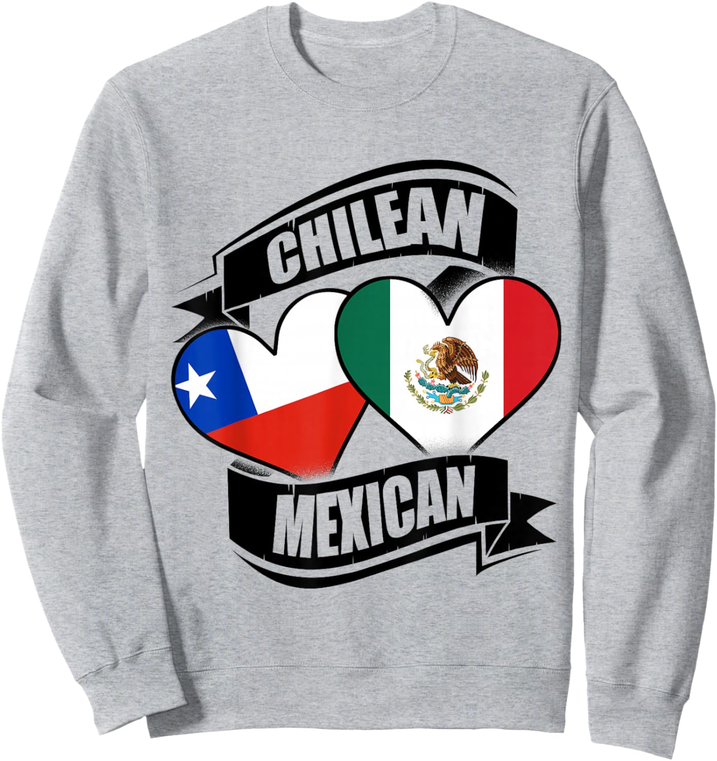 Chilean Mexican Hearts Chile Mexico Flags Sweatshirt - Sweatshirt | Ash