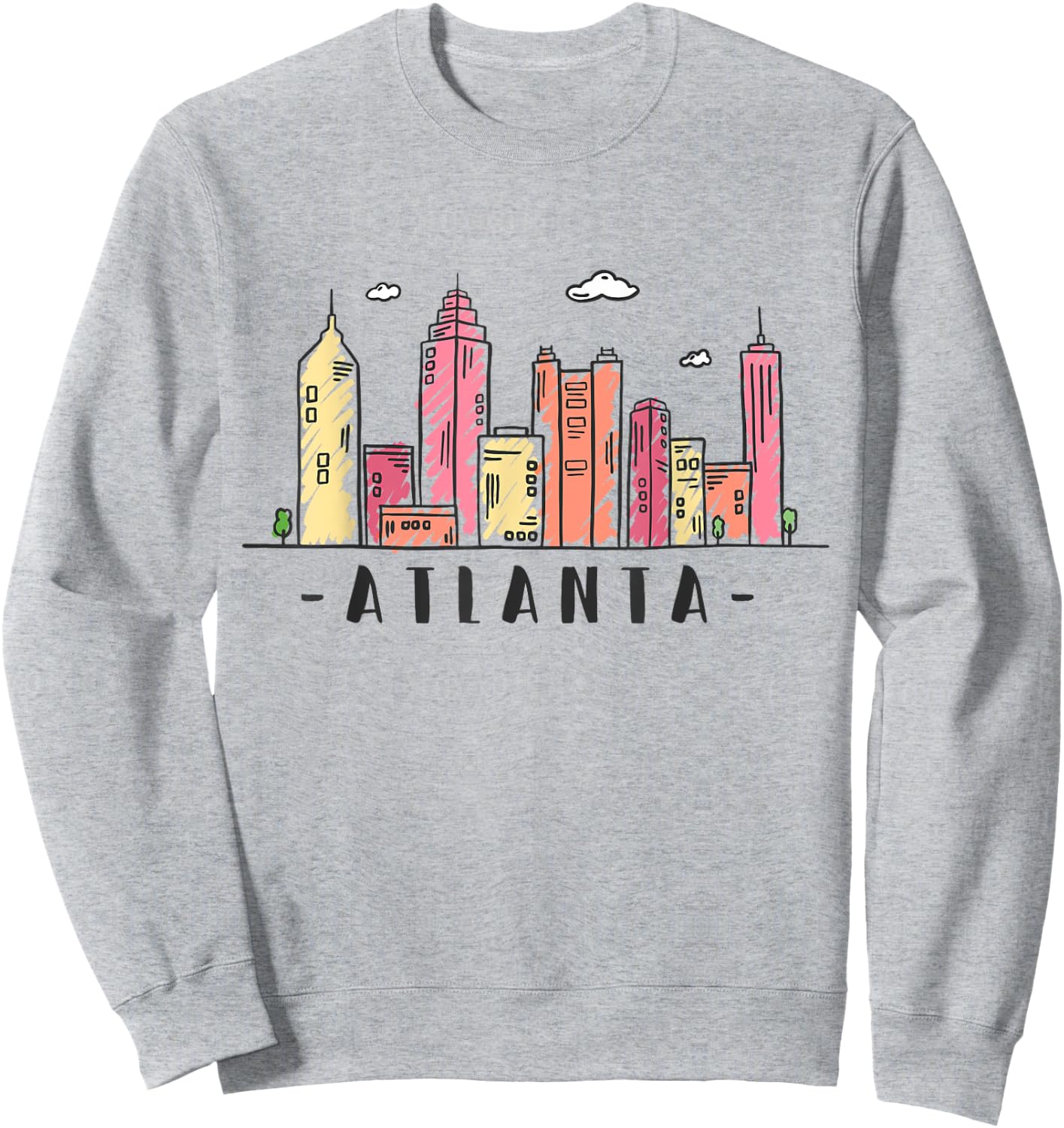 Atlanta Skyline Georgia Colourful City Souvenir Gift Sweatshirt - Sweatshirt | Ash
