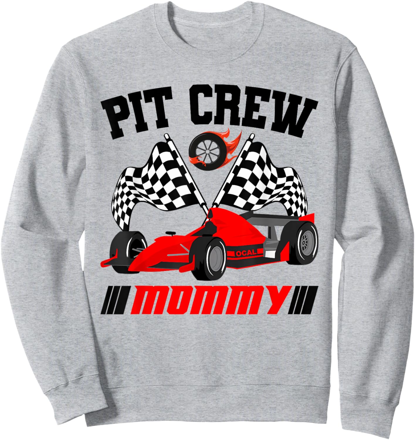 Mommy Pit Crew Race Birthday Party Racing Matching Family Sweatshirt - Sweatshirt | Ash