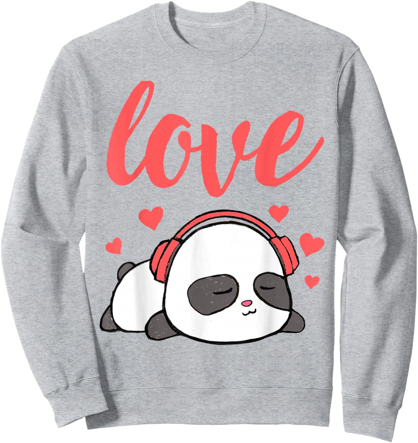 Love Valentines Cute Kawaii Panda Hearts Girls Sweatshirt - Sweatshirt | Ash