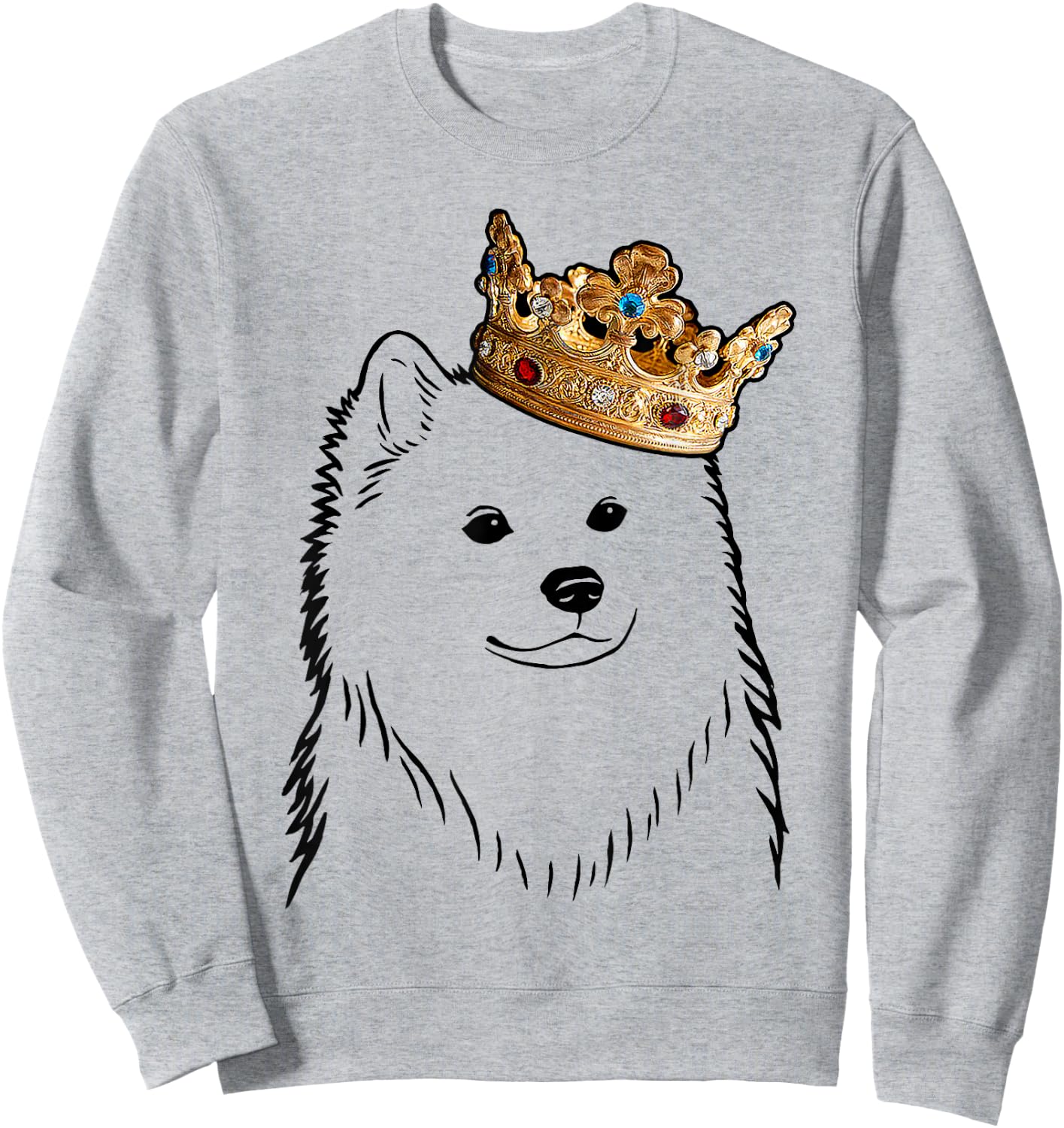 American Eskimo Dog Wearing Crown Sweatshirt - Sweatshirt | Ash