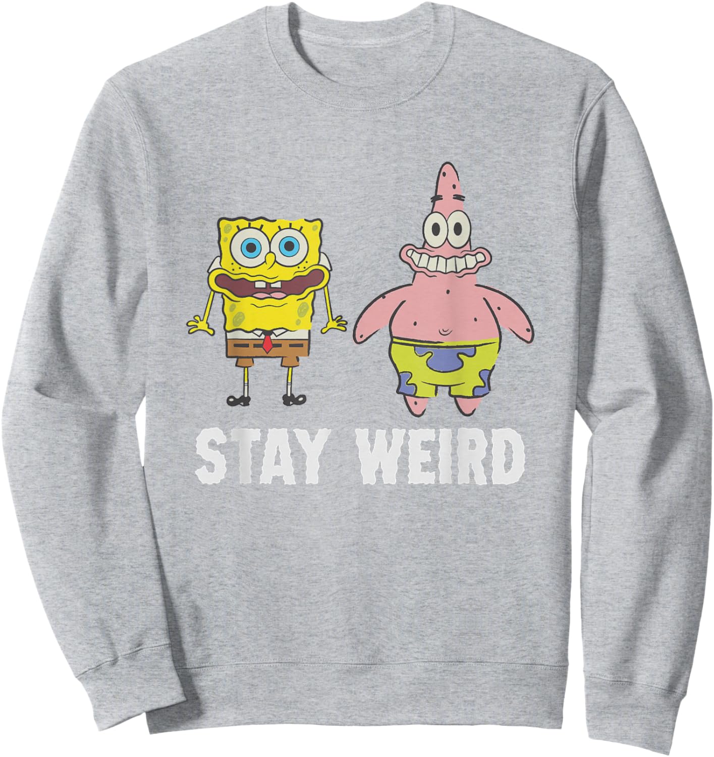 SpongeBob SquarePants Stay Weird Funny Faces Buddies Sweatshirt - Sweatshirt | Ash