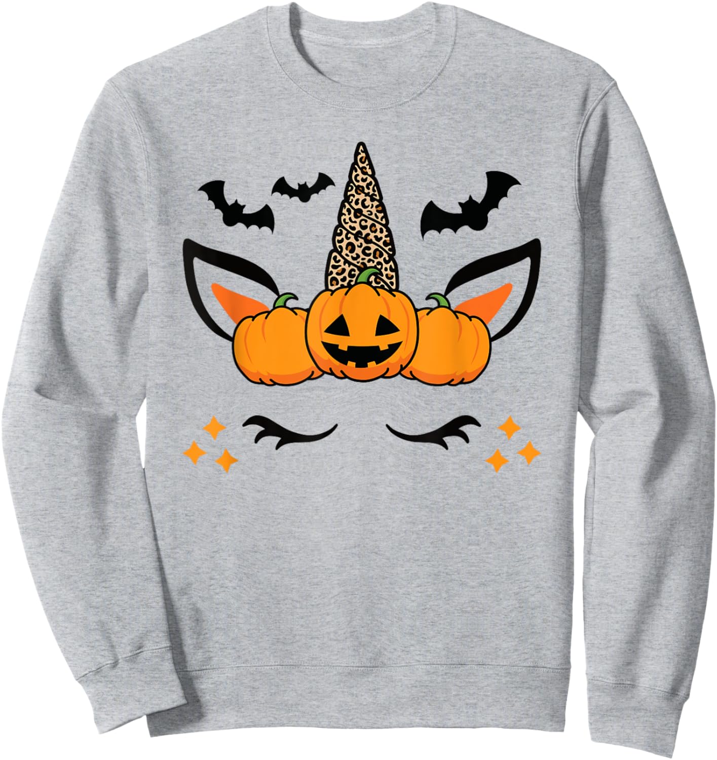 Cute Halloween Unicorn Costume Leopard Pumpkins Sweatshirt - Sweatshirt | Ash