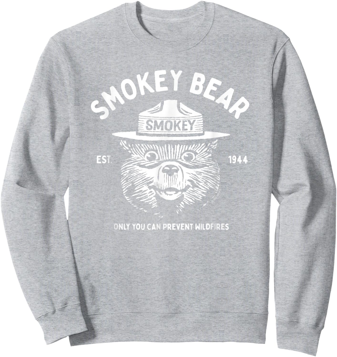 Vintage Smokey Bear Logo Only You Can Prevent Wildfires Sweatshirt - Sweatshirt | Ash