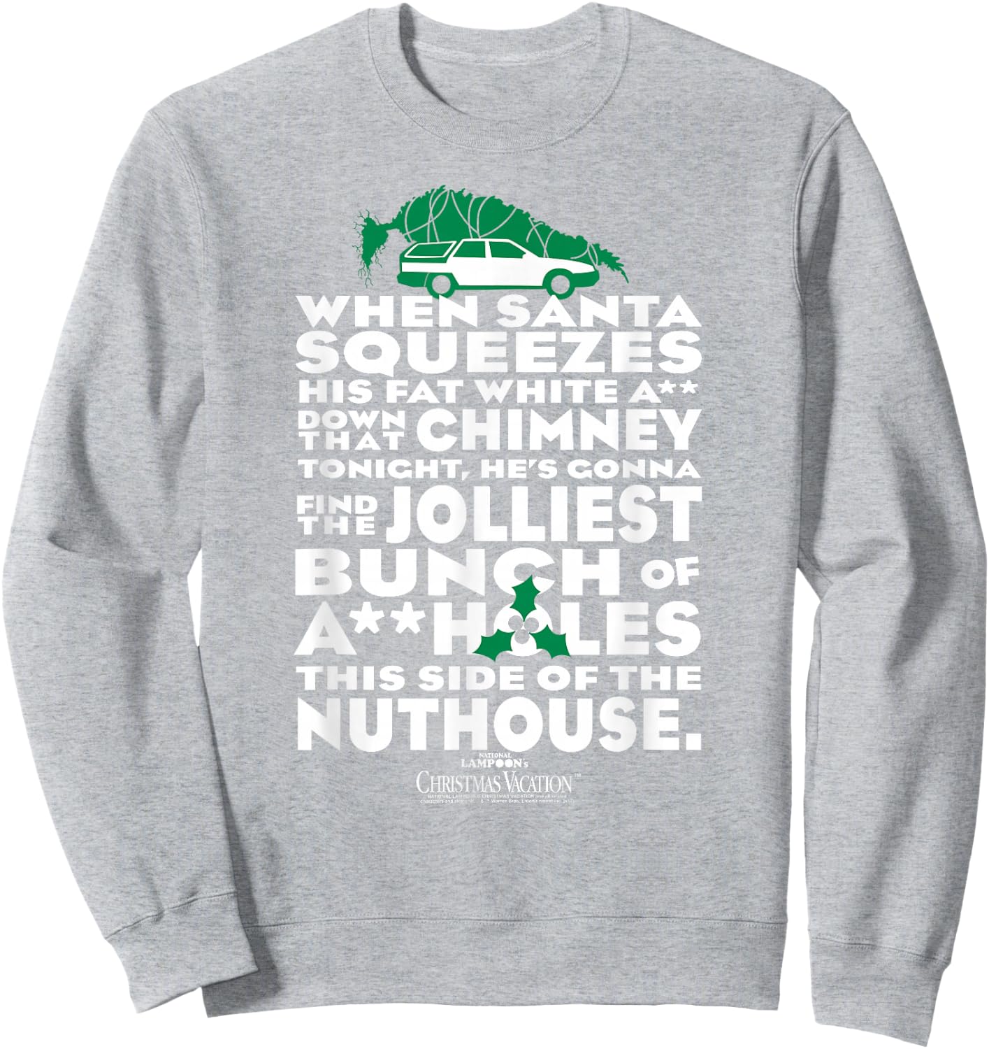 Warner Bros. Christmas Vacation Jolliest Bunch - Women's Small Red Short Sleeve Cotton Polyester Sweatshirt - Sweatshirt | Ash