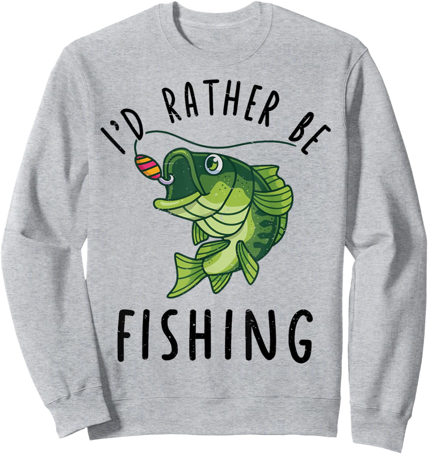 Youth Id Rather Be Bass Fishing-Shirt Kids Boy Funny Toddler Sweatshirt - Sweatshirt | Ash