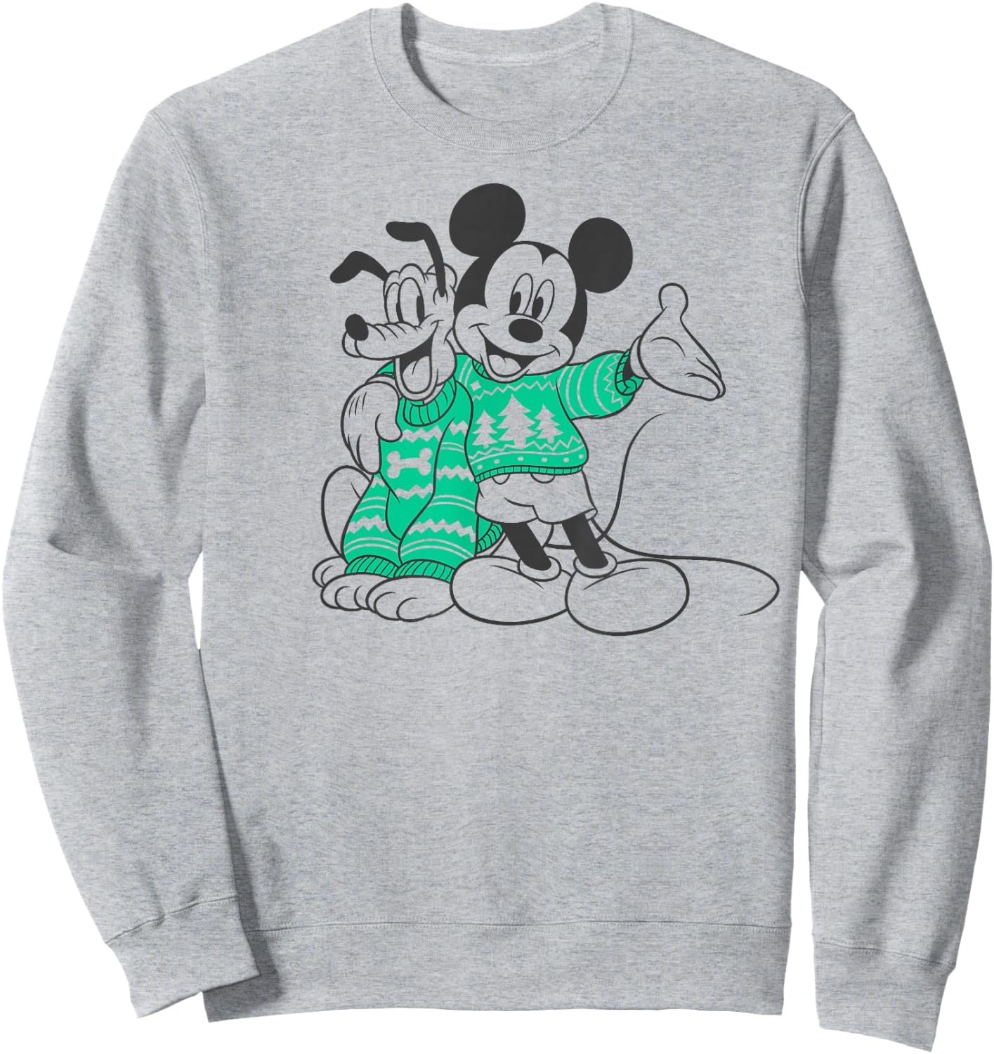 Disney Mickey And Pluto Christmas Outline Sweatshirt - Sweatshirt | Ash