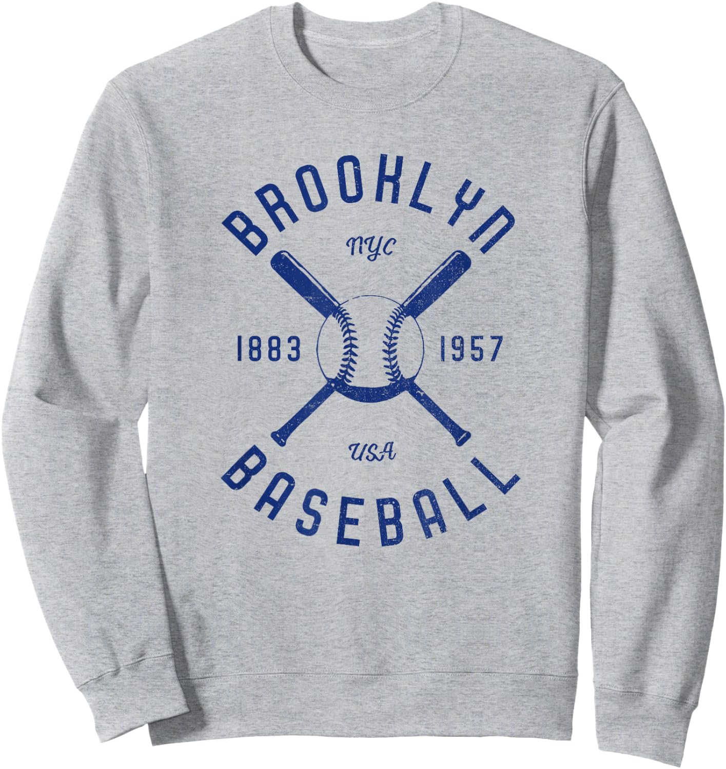 Brooklyn Baseball | Vintage | Distressed | NYC Sweatshirt - Sweatshirt | Ash