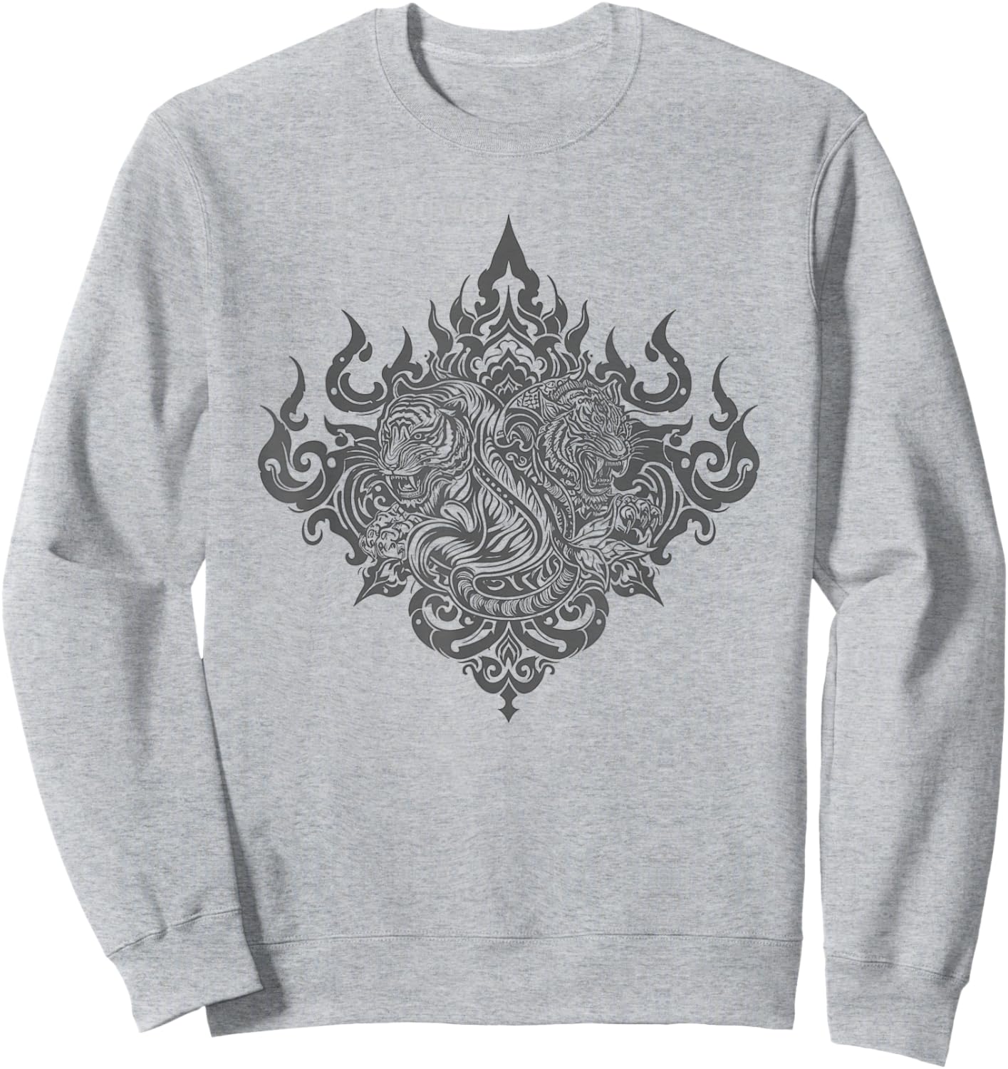 Sak Yant Muay Thai MMA Tattoo Twin Tiger Martial Art Boxing Sweatshirt - Sweatshirt | Ash