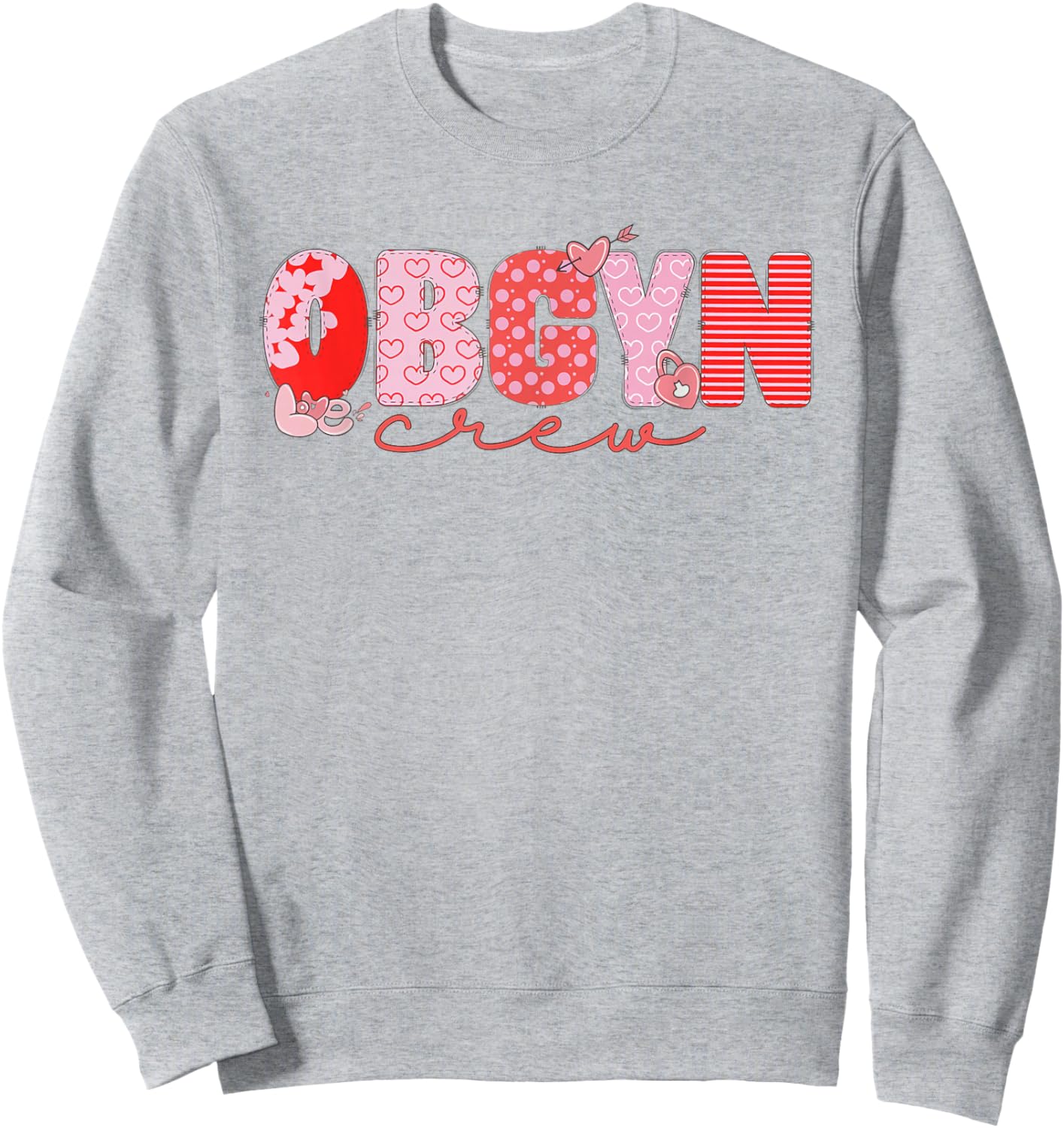 Women OBGYN Crew Valentine Obstetrics OB/GYN Group Team Sweatshirt - Sweatshirt | Ash